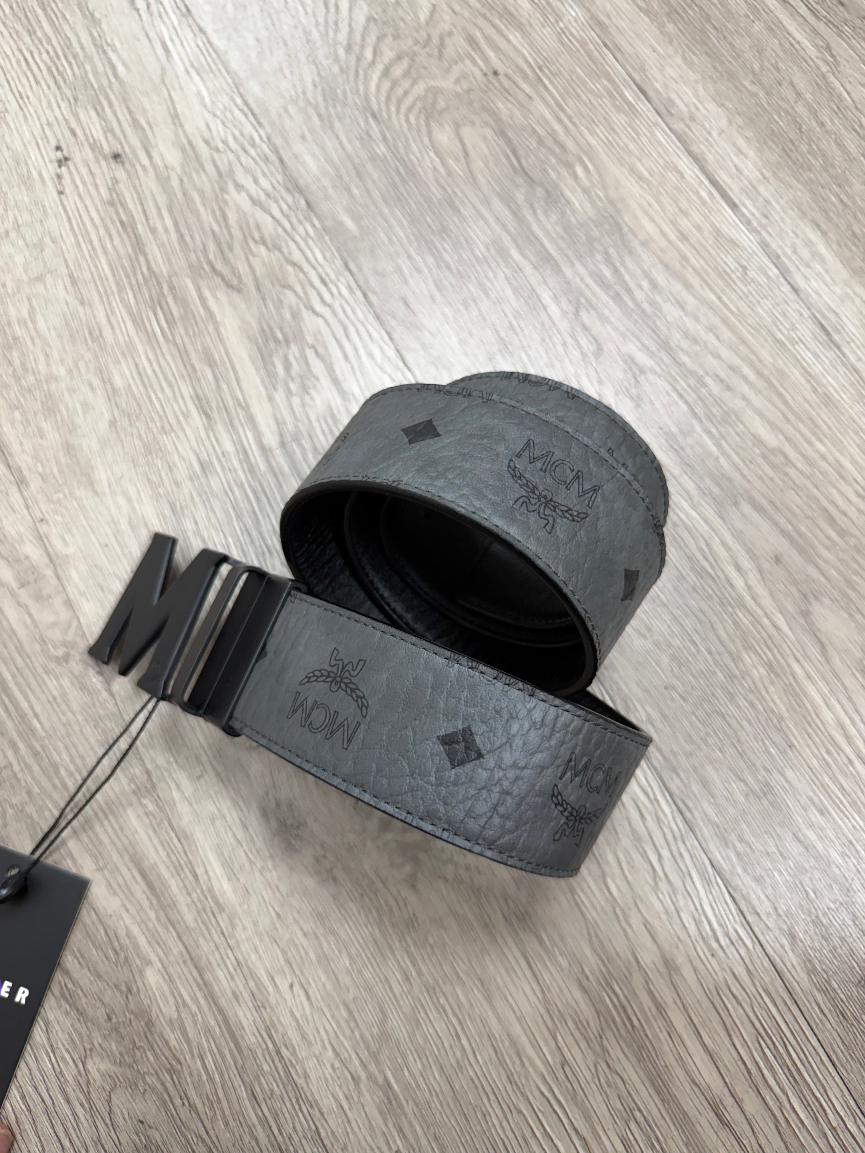 MCM Grey Monogram Belt