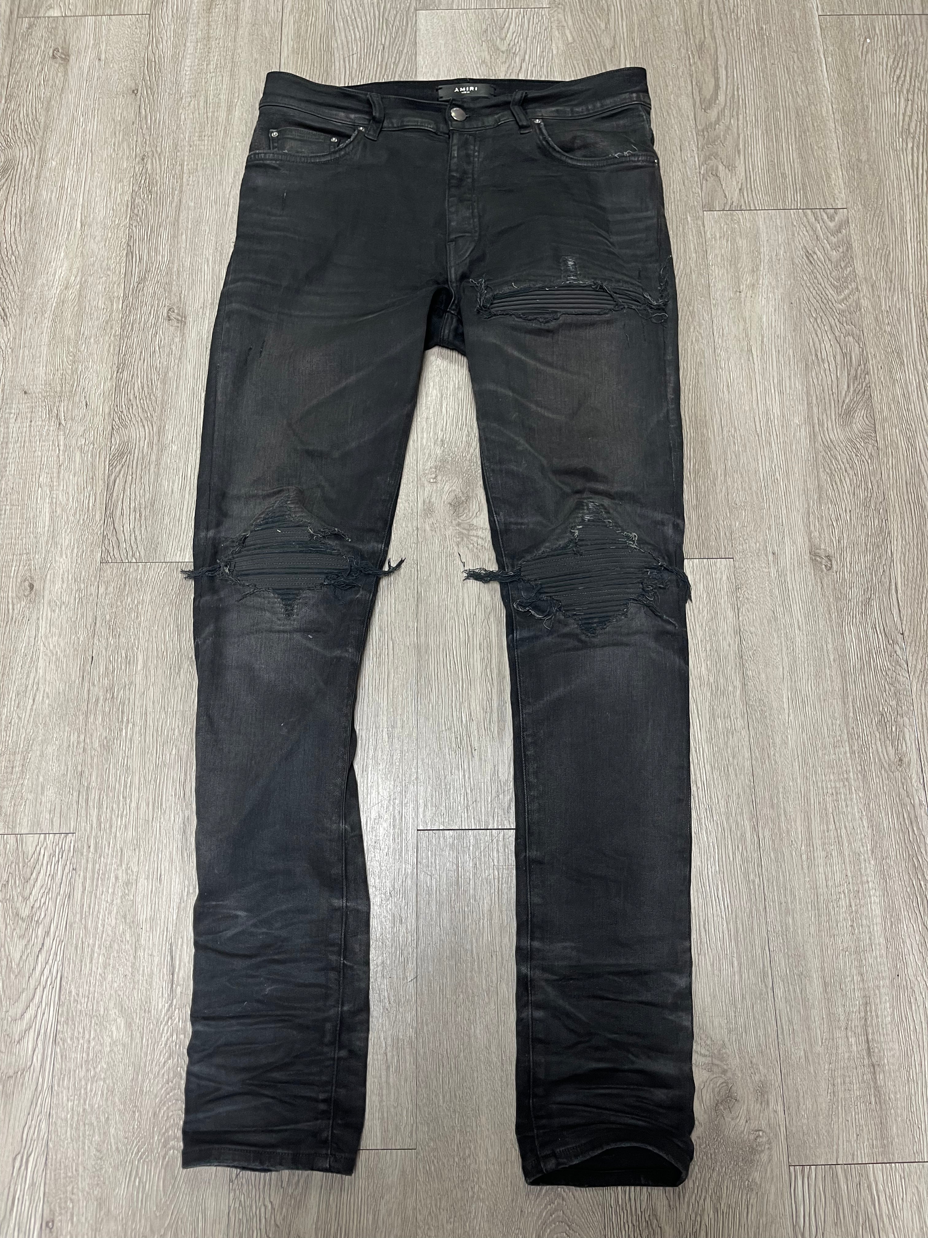 Amiri MX1 Grey Waxed Ultrasuede Jeans