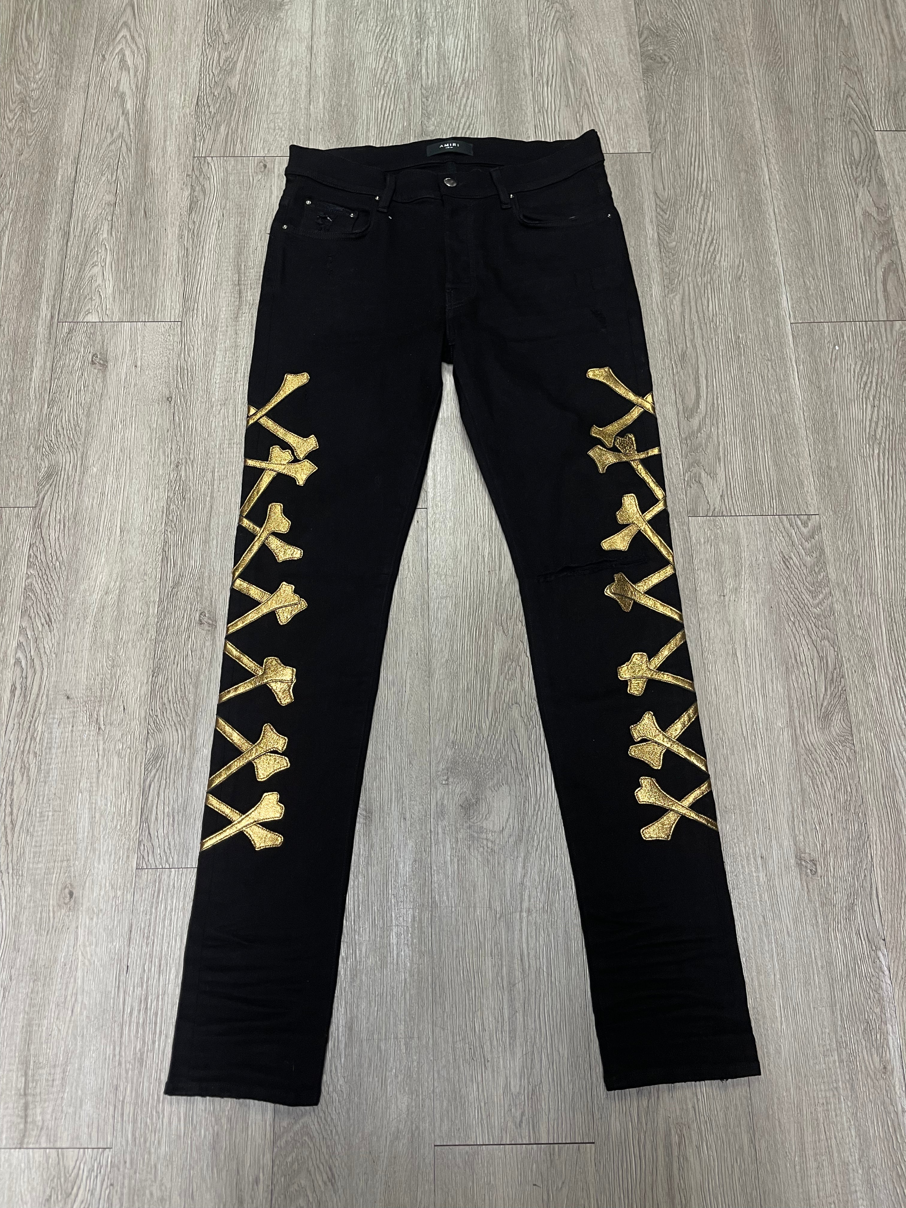Amiri Black Gold Bones Jeans