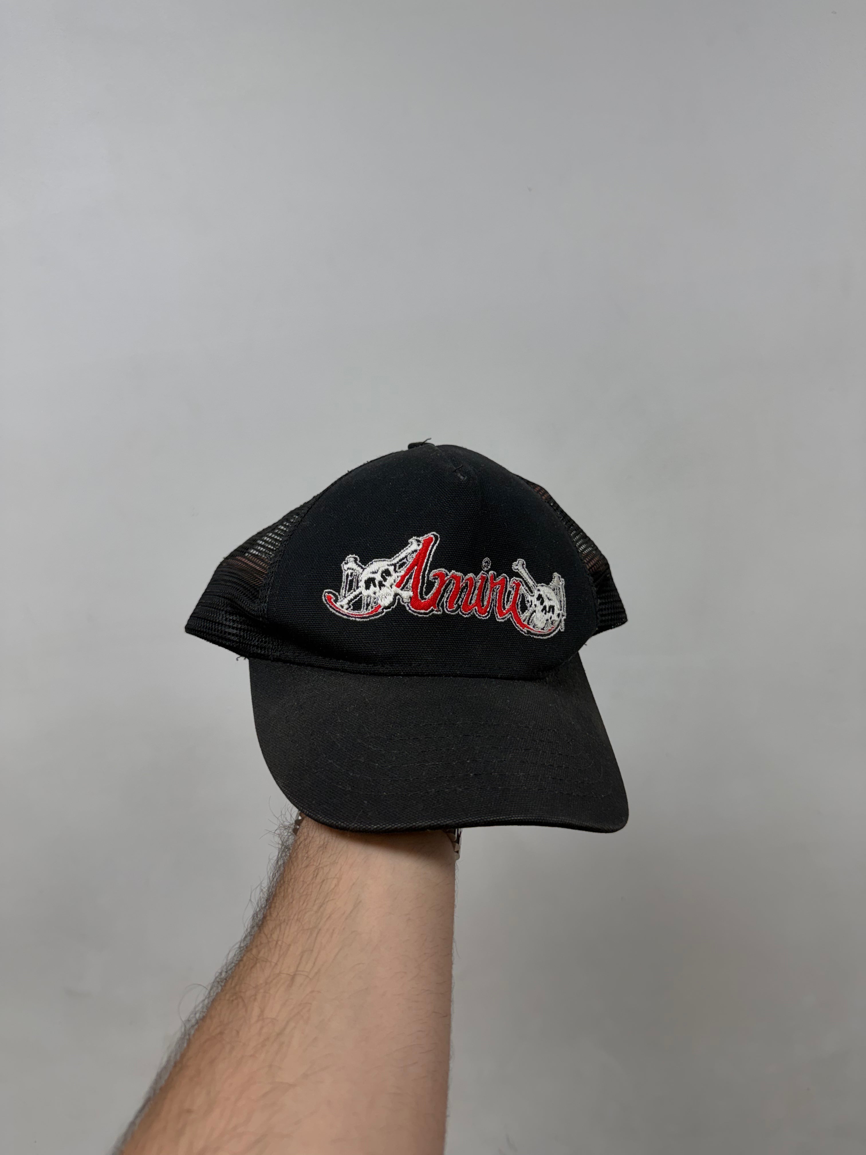 Amiri Black Red Skull Bones Cap