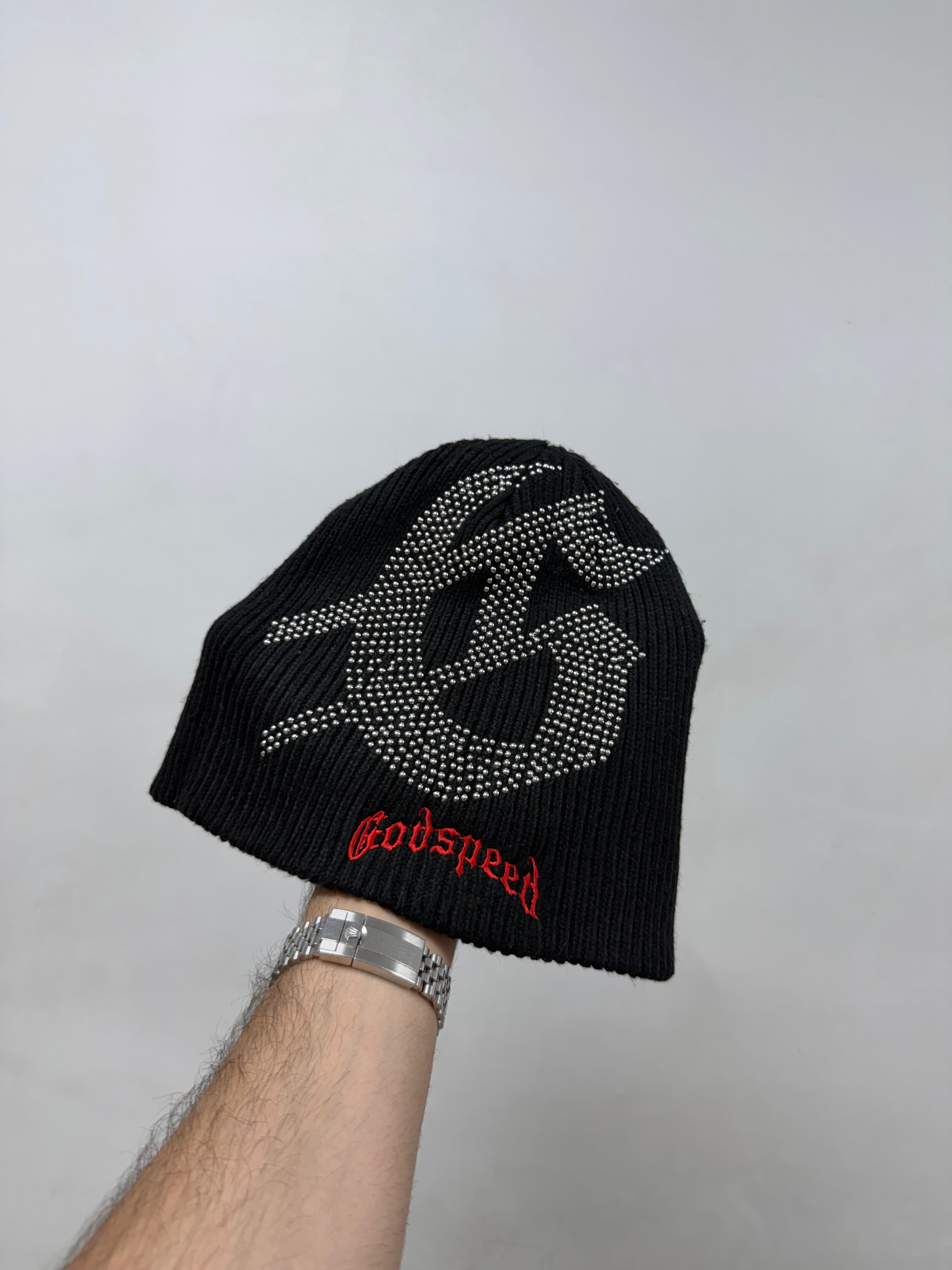 Godspeed Black Red Studded Beanie