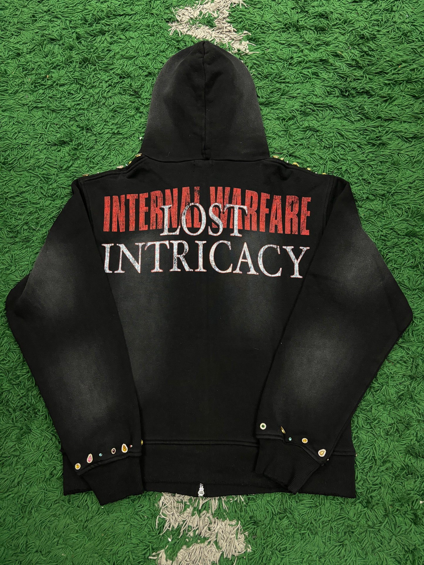 Lost Intricacy Rhinestone Zip Up Black Front Page Magazine