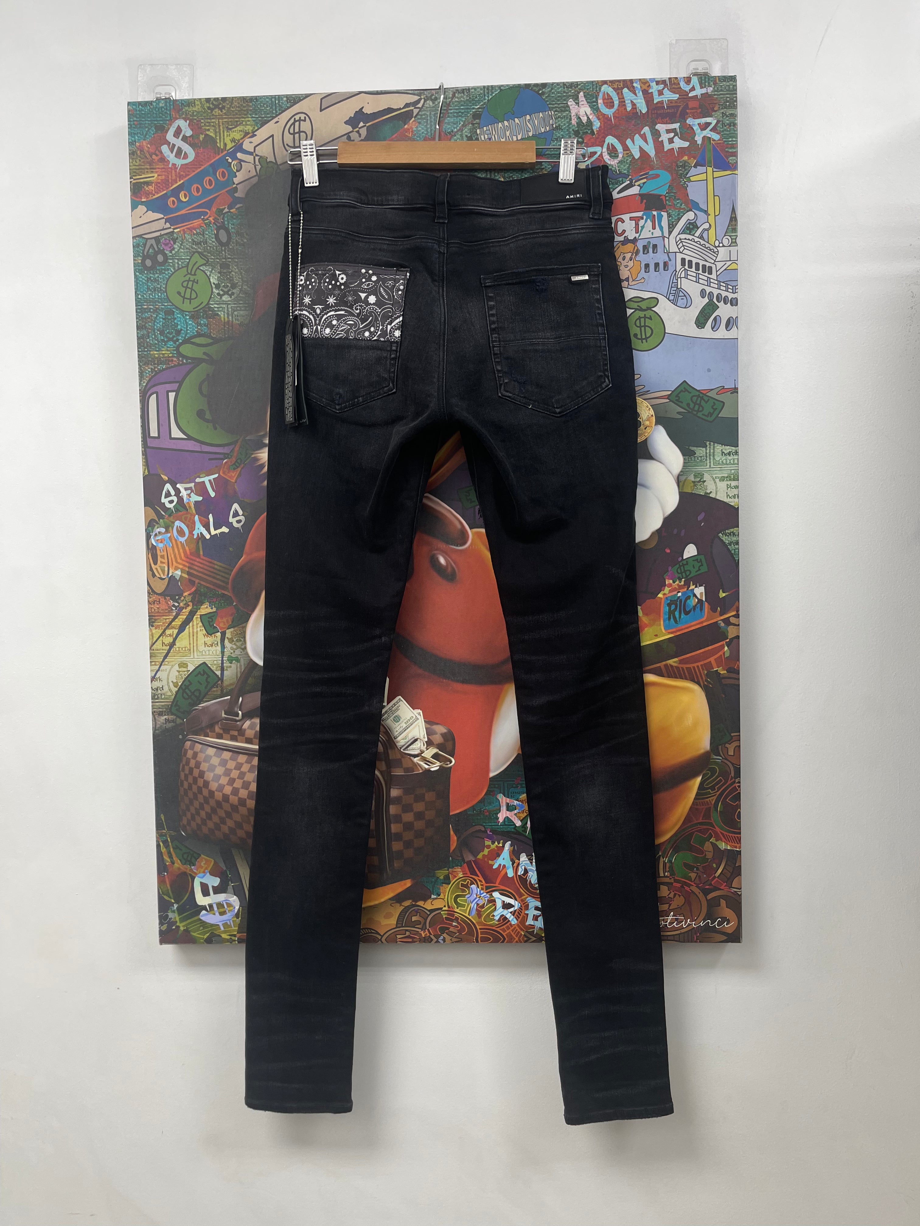 Amiri Black Bandana Patchwork Jeans