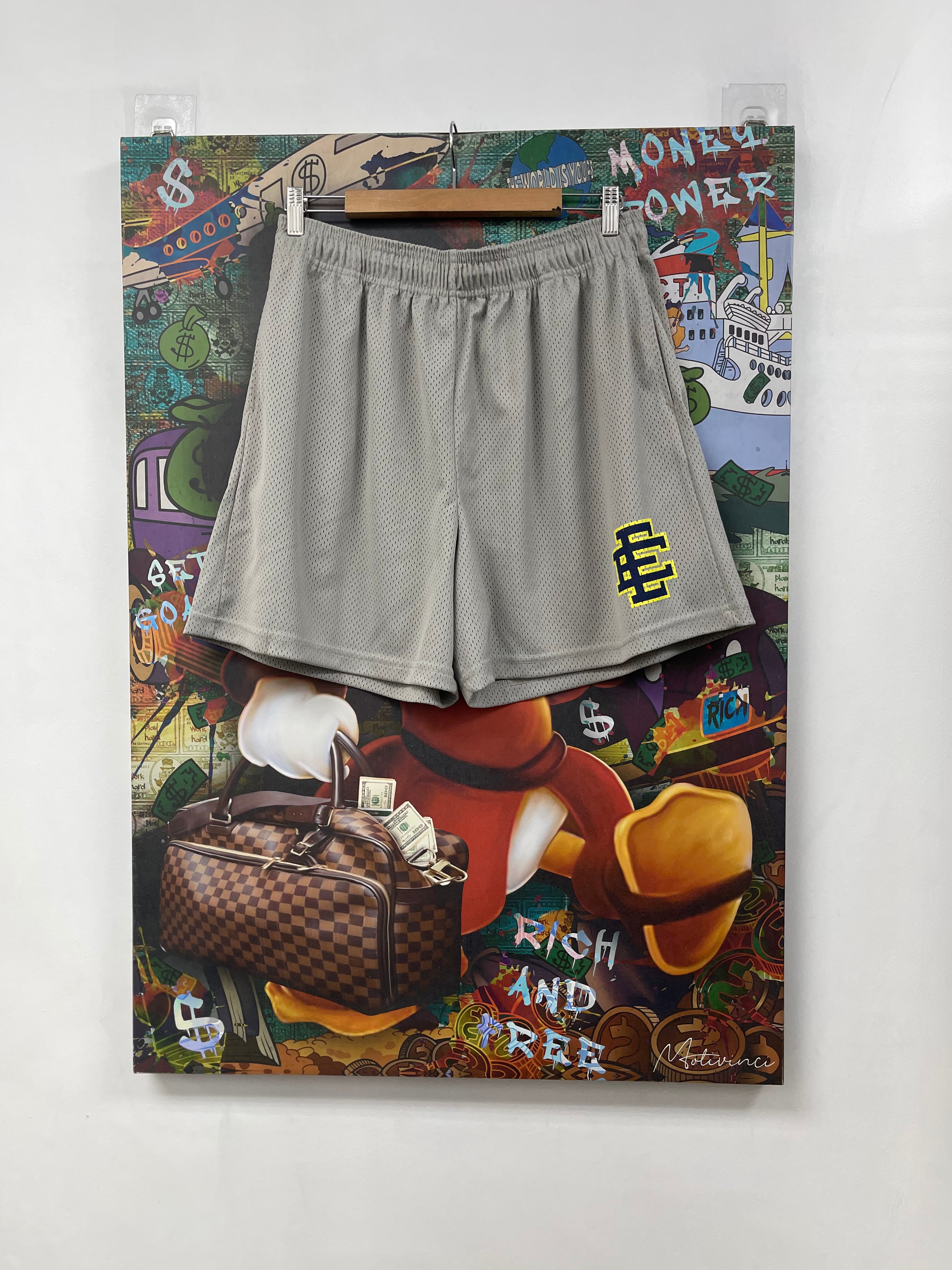 Eric Emanuel Grey Yellow Navy Shorts