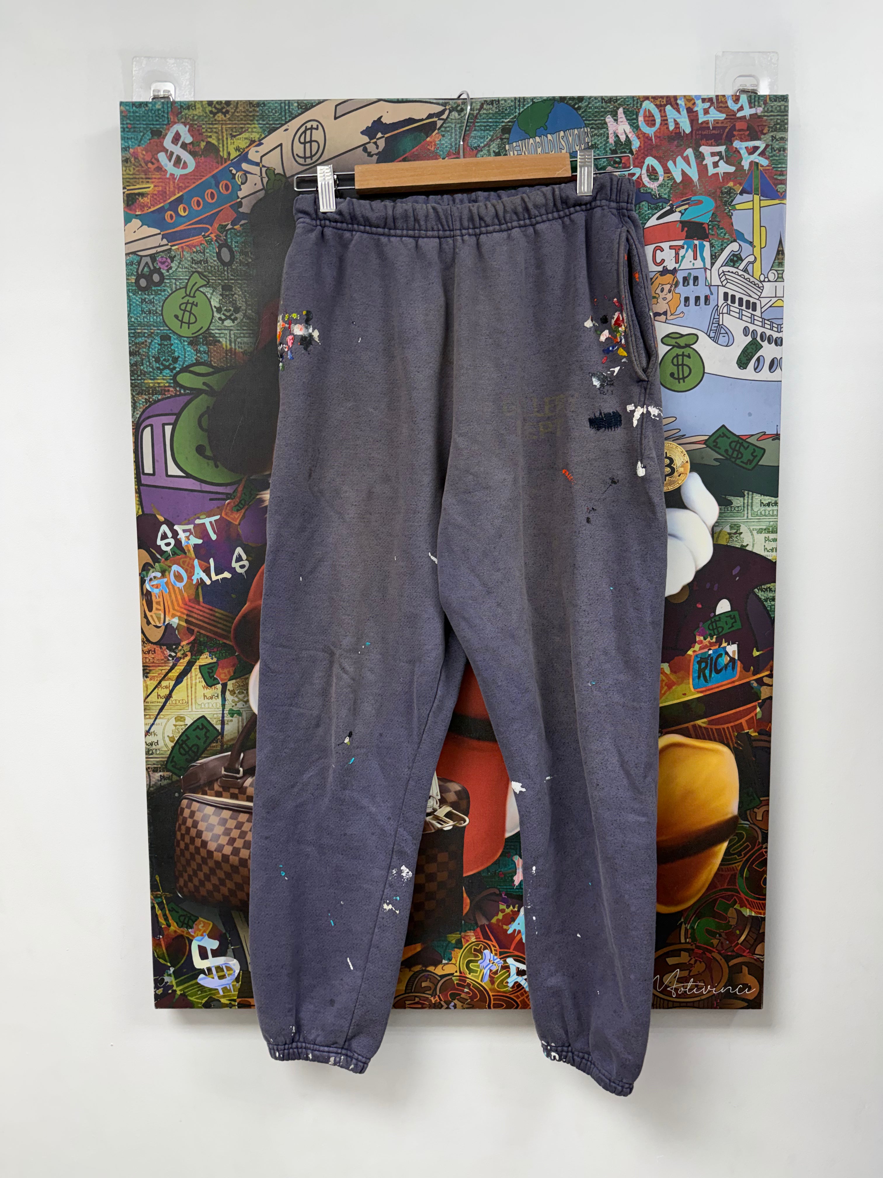 Gallery Dept Purple Paint Splatter Cuffed Sweats