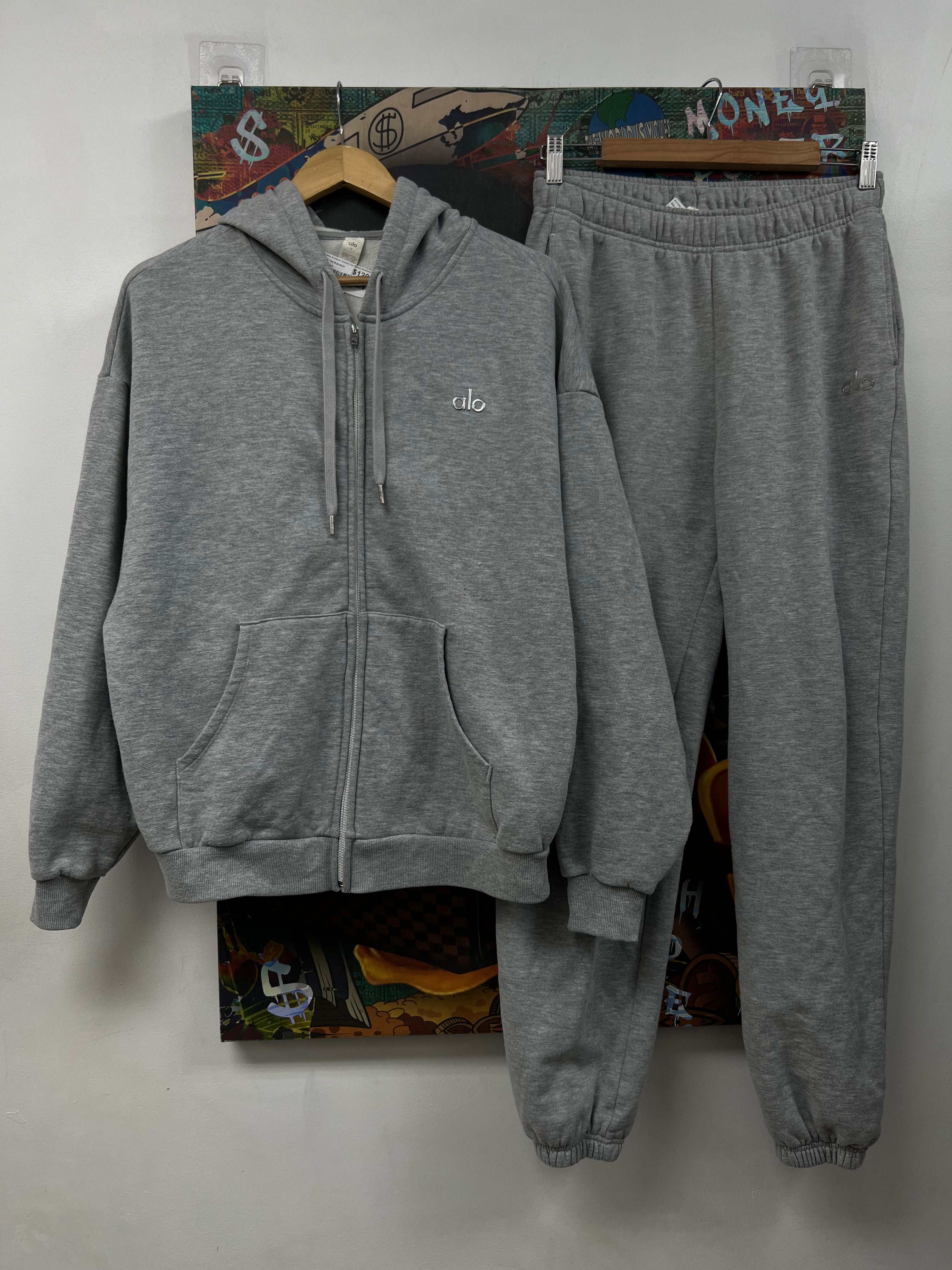 ALO Grey Accolade (Sweats Logo Faded) Sweatsuit