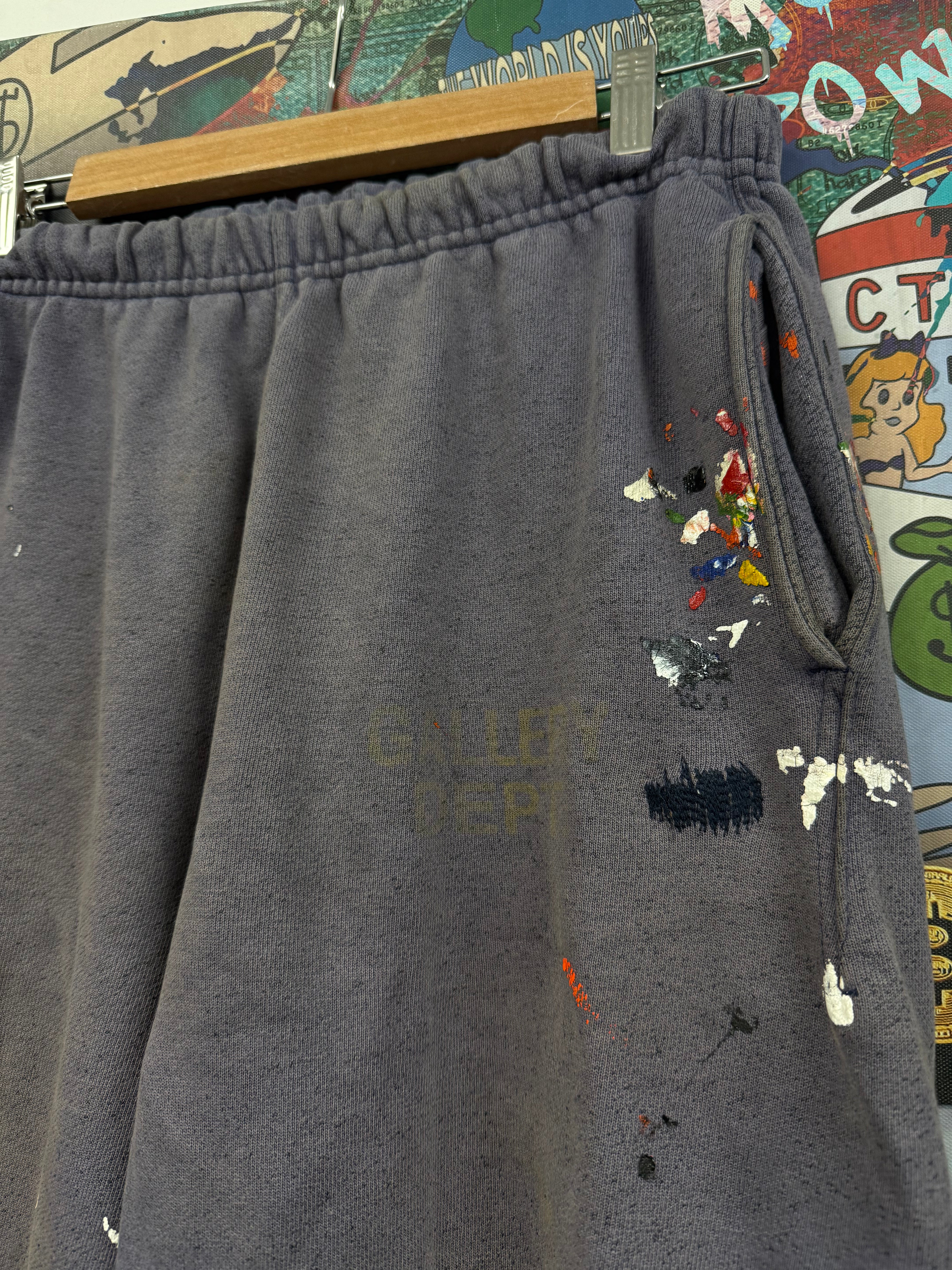 Gallery Dept Purple Paint Splatter Cuffed Sweats