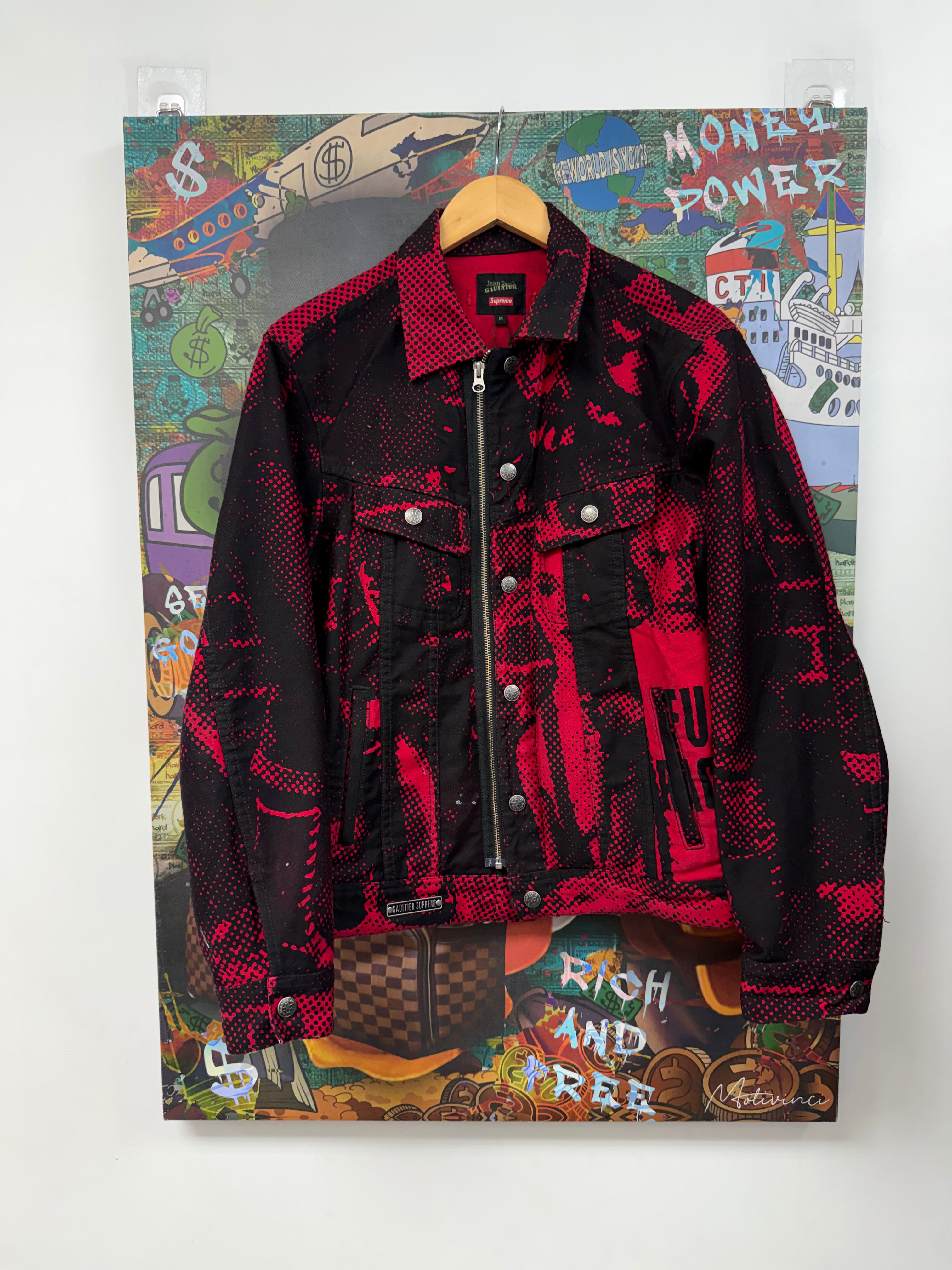 Supreme x JPG Black Red Denim Jacket