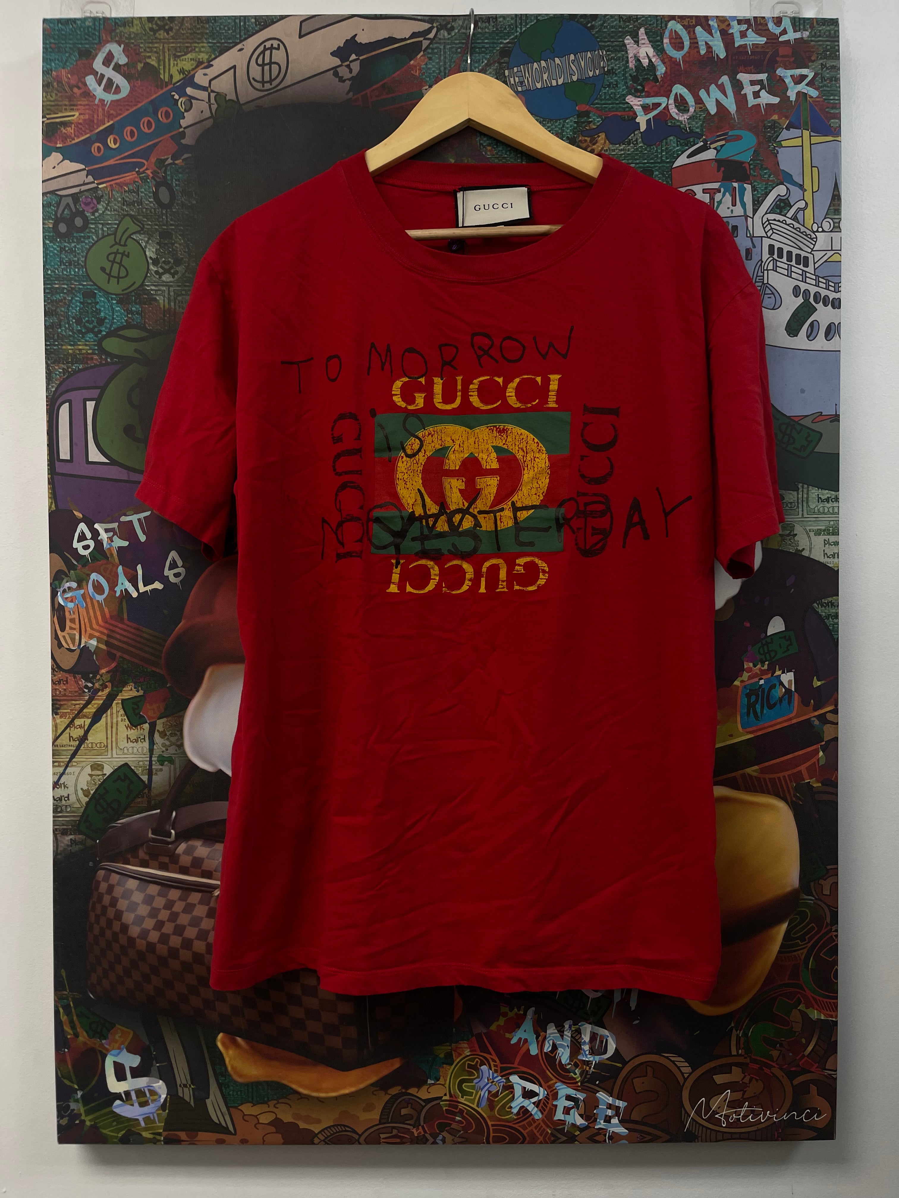 Gucci Red Chest Logo Tomorrow Is Not Yesterday Tee
