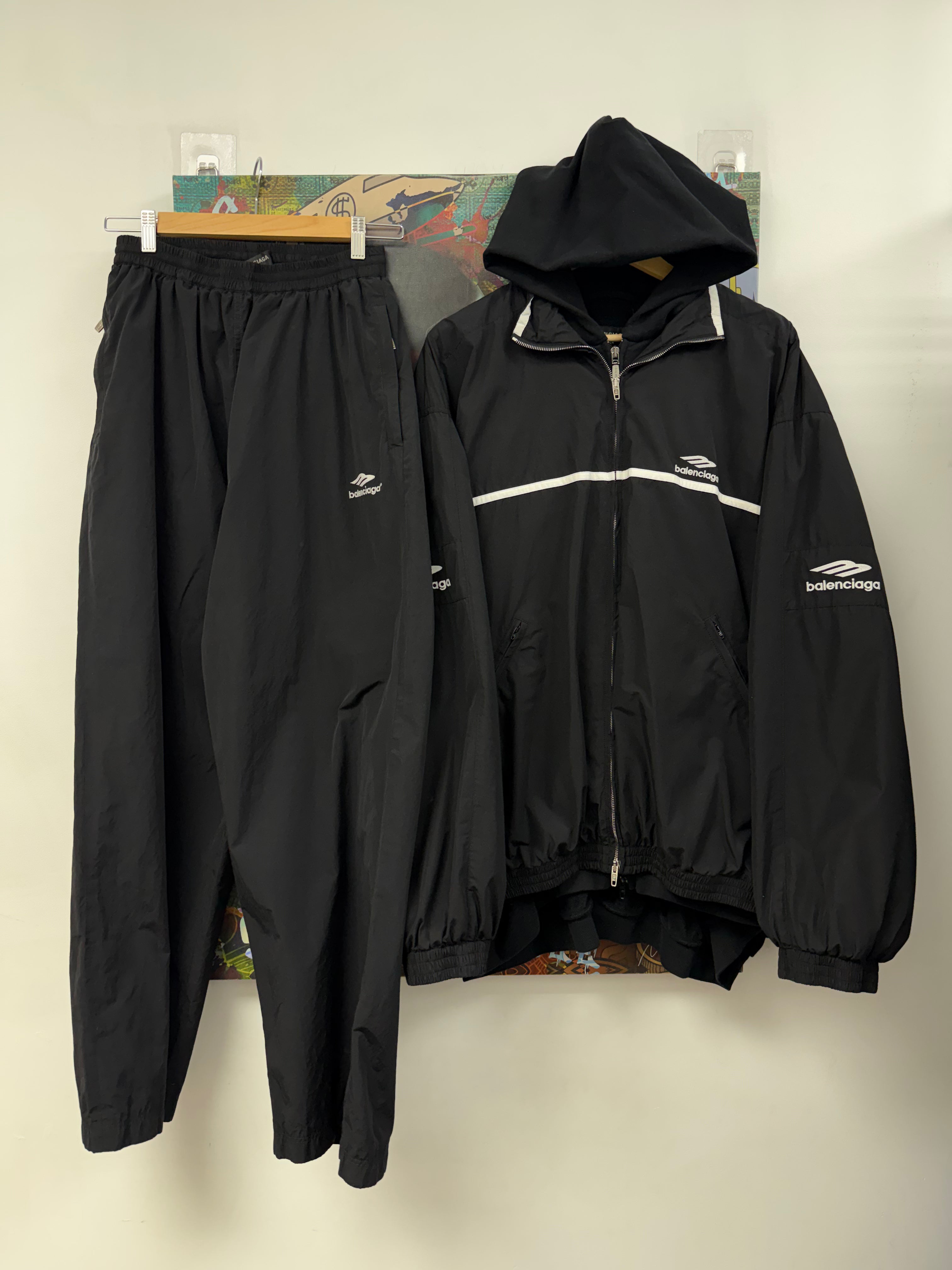Balenciaga Black Striped Layered Track Suit