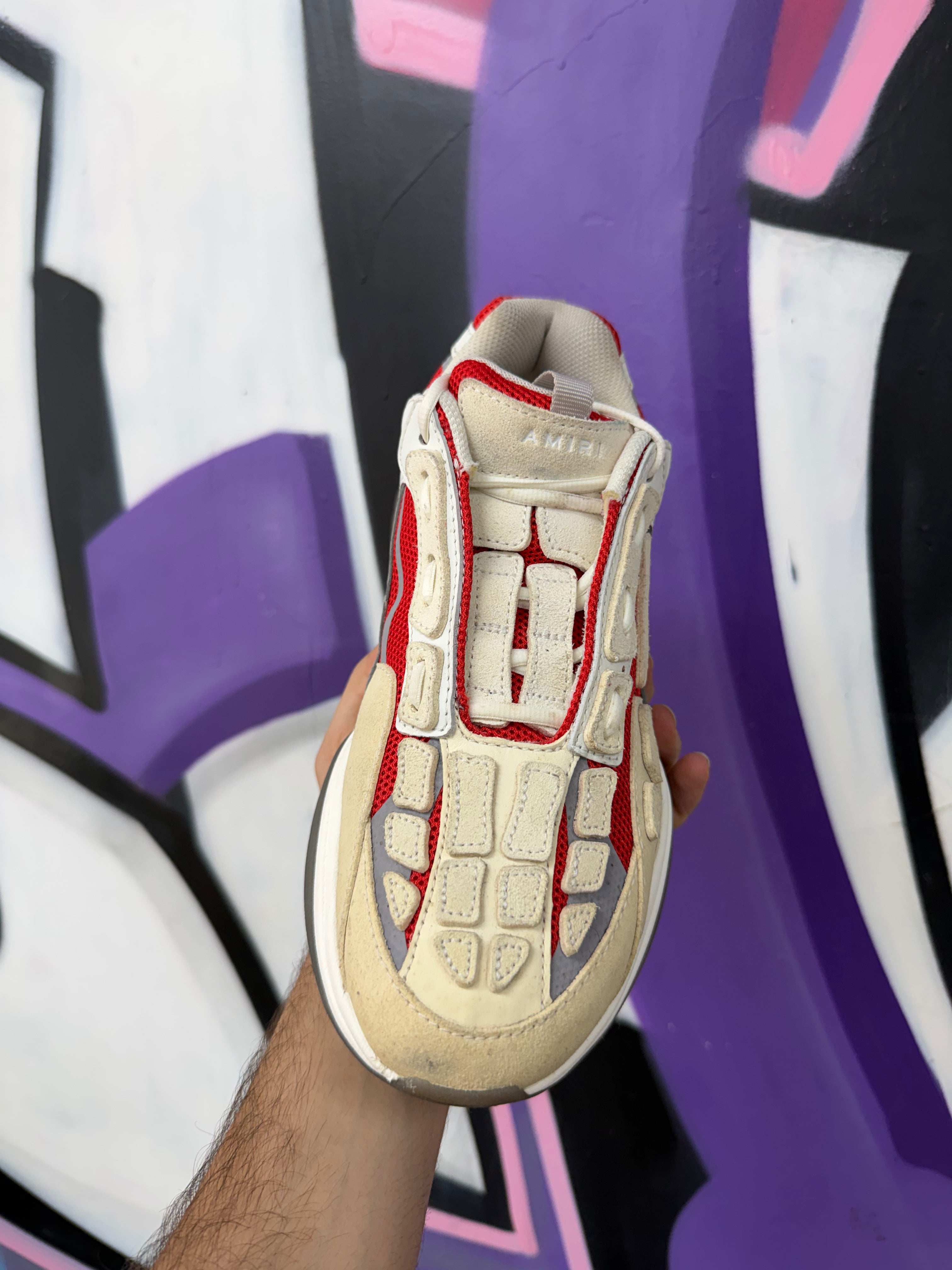 Amiri White Red Bone Runner Sneakers