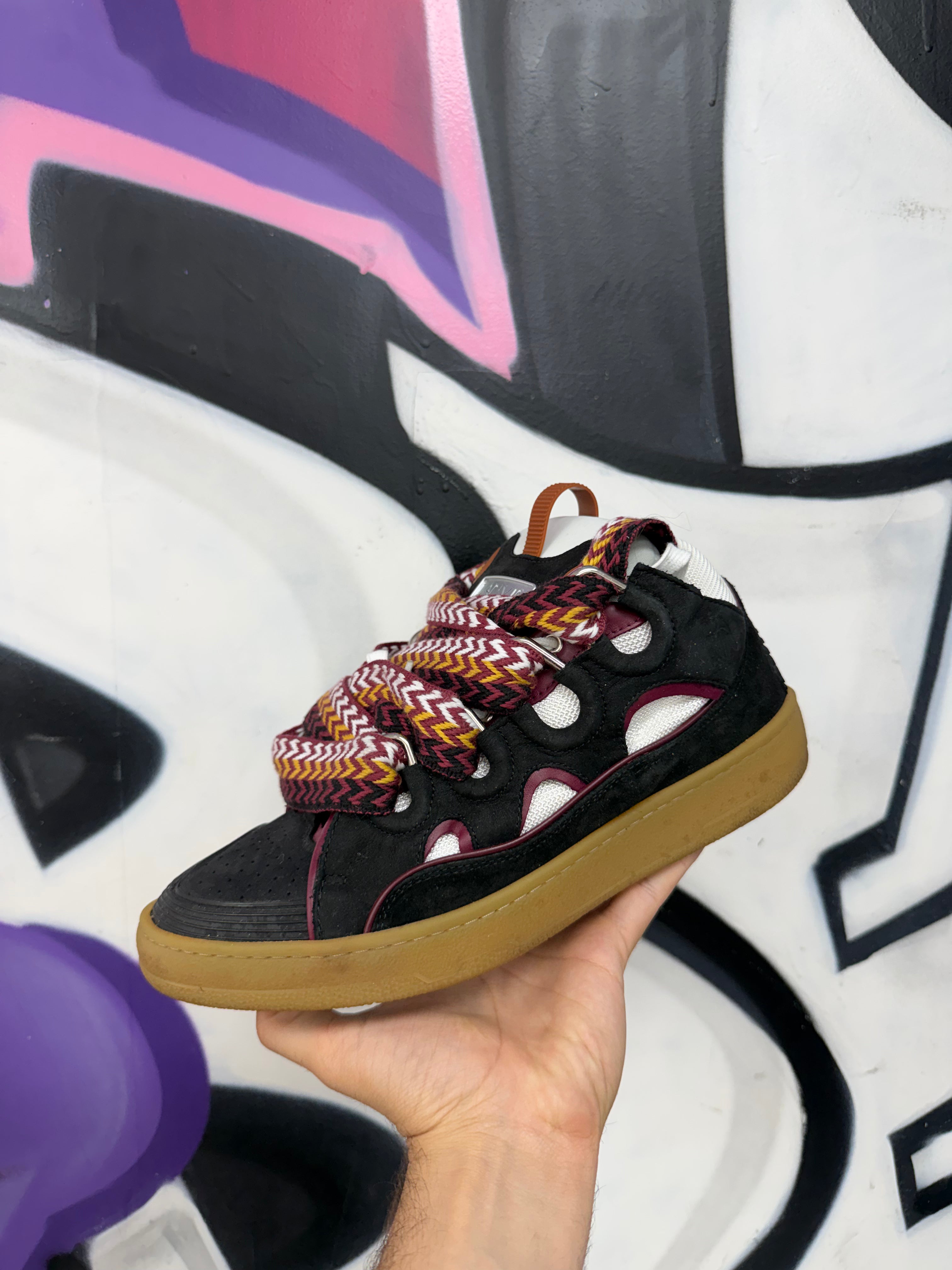 Lanvin Curb Black Maroon Sneakers