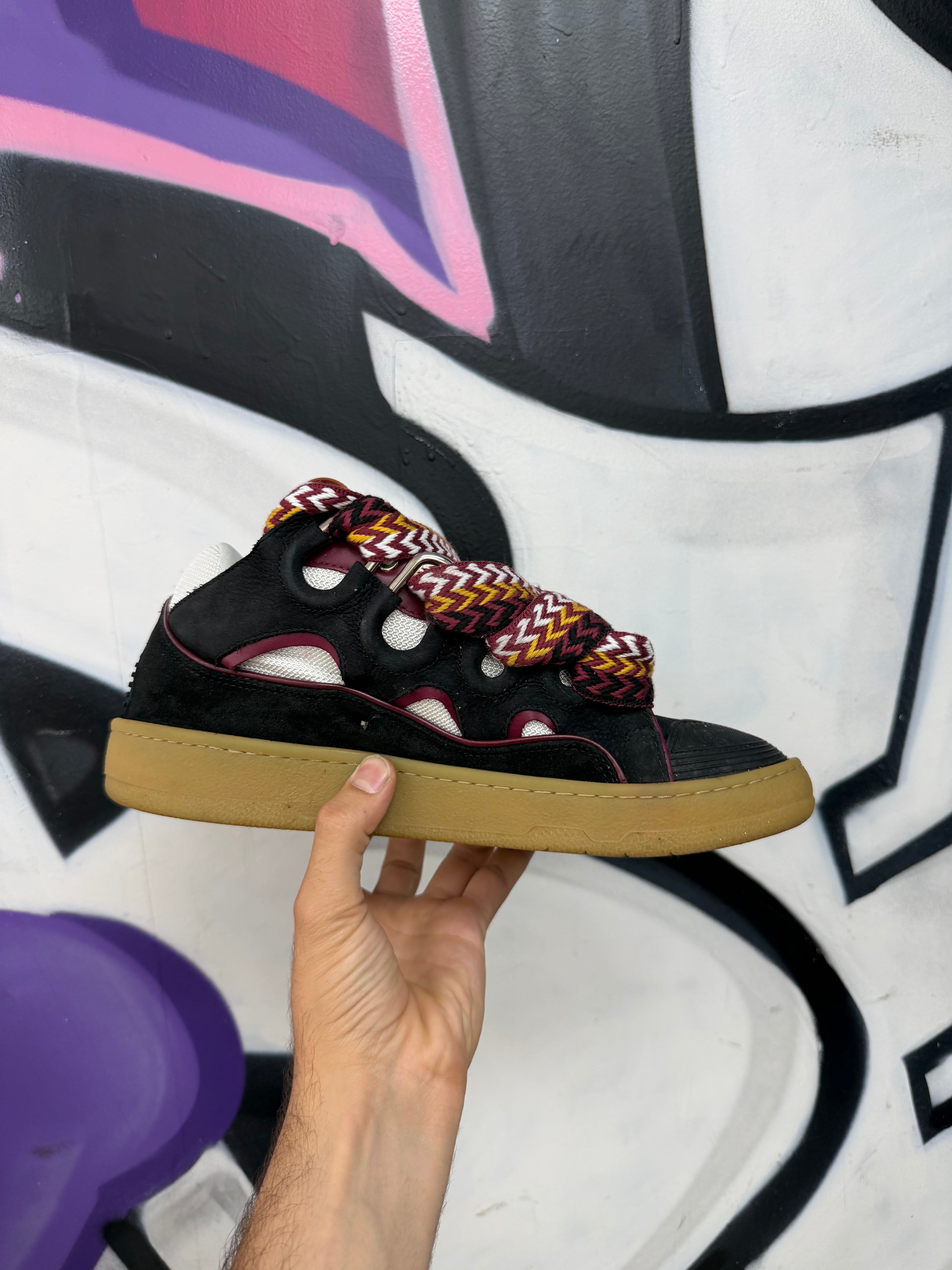 Lanvin Curb Black Maroon Sneakers