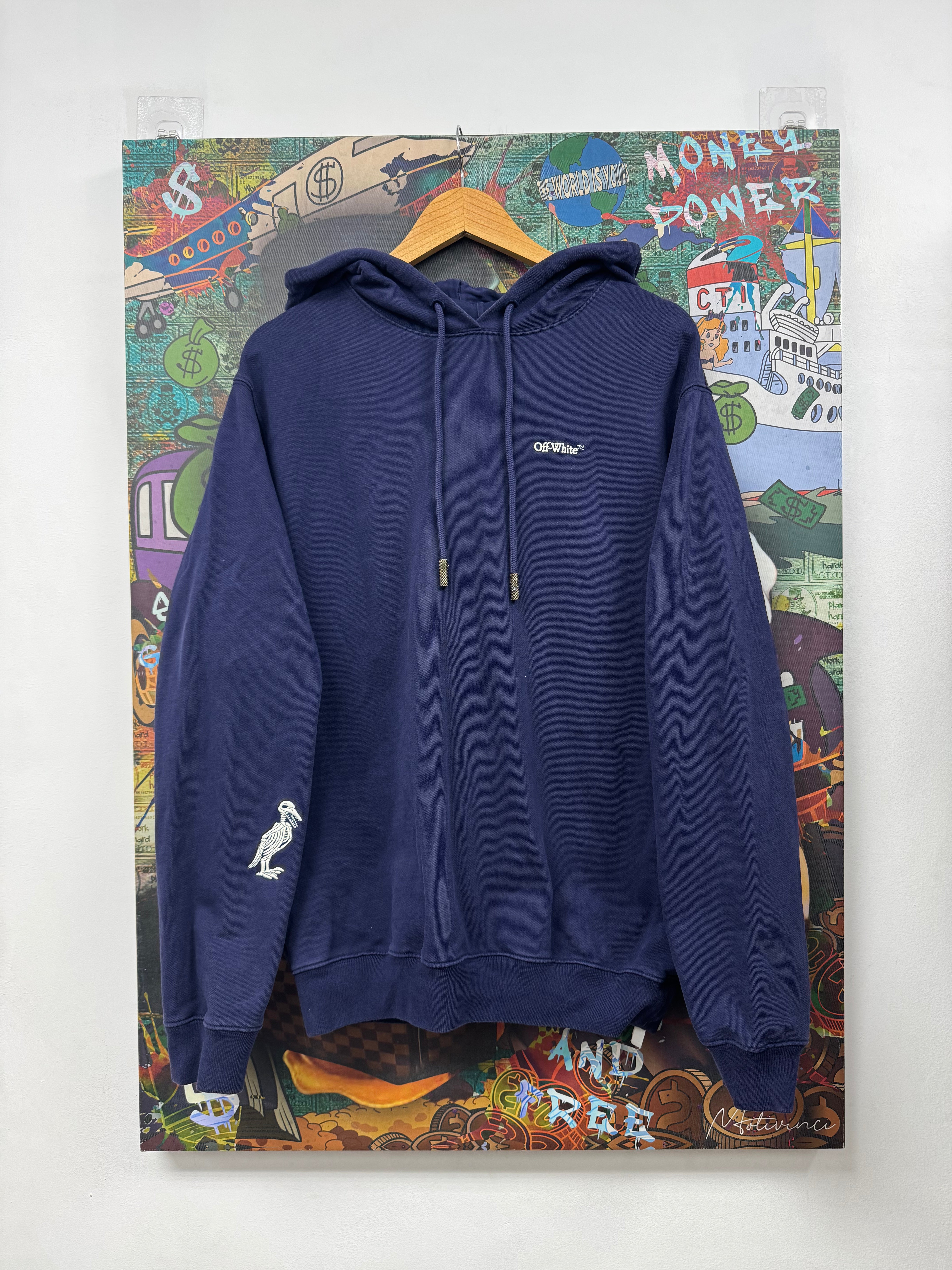 Off White Navy Skull Crow Hoodie