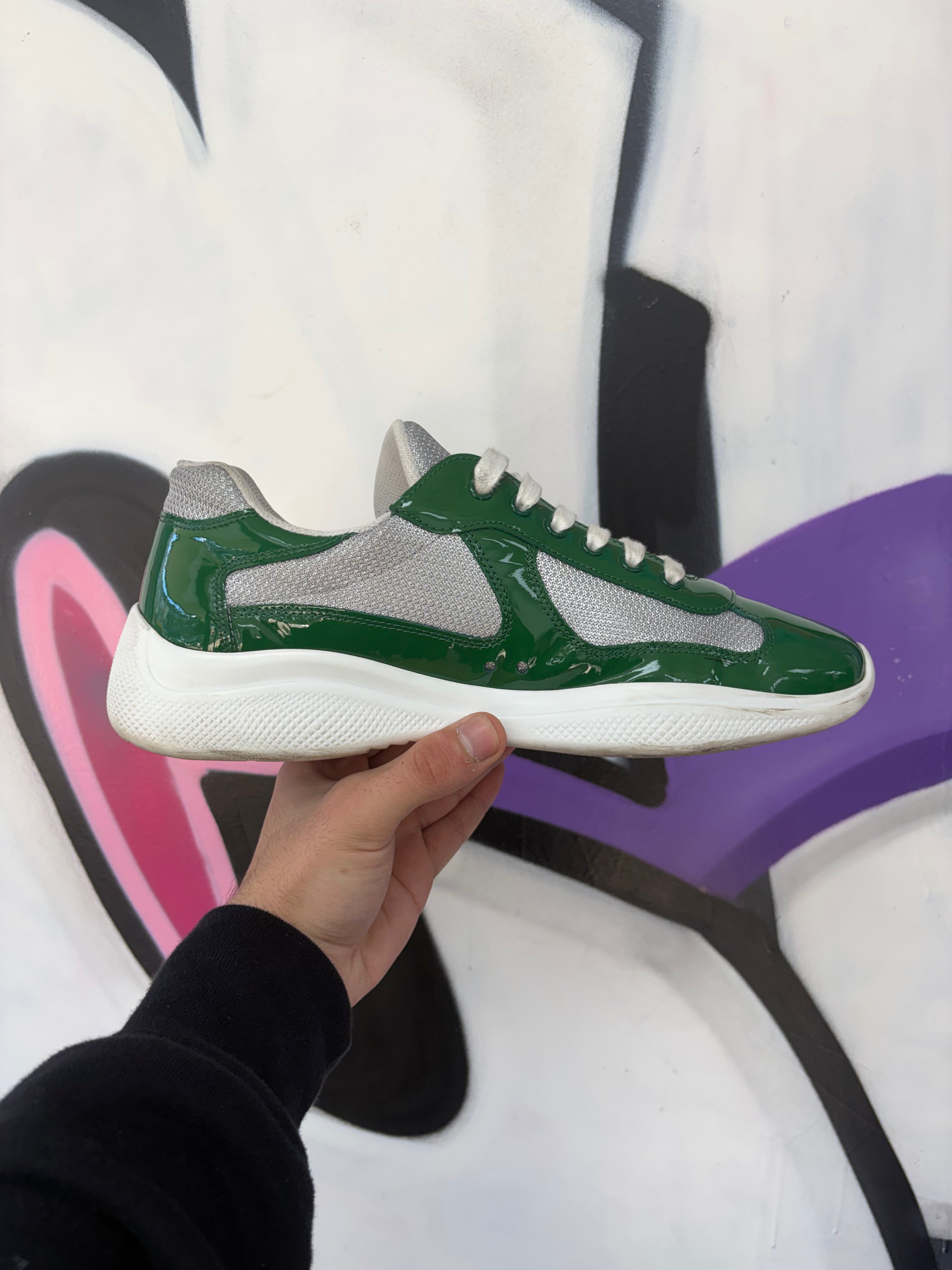 Prada Green White America's Cup Sneakers