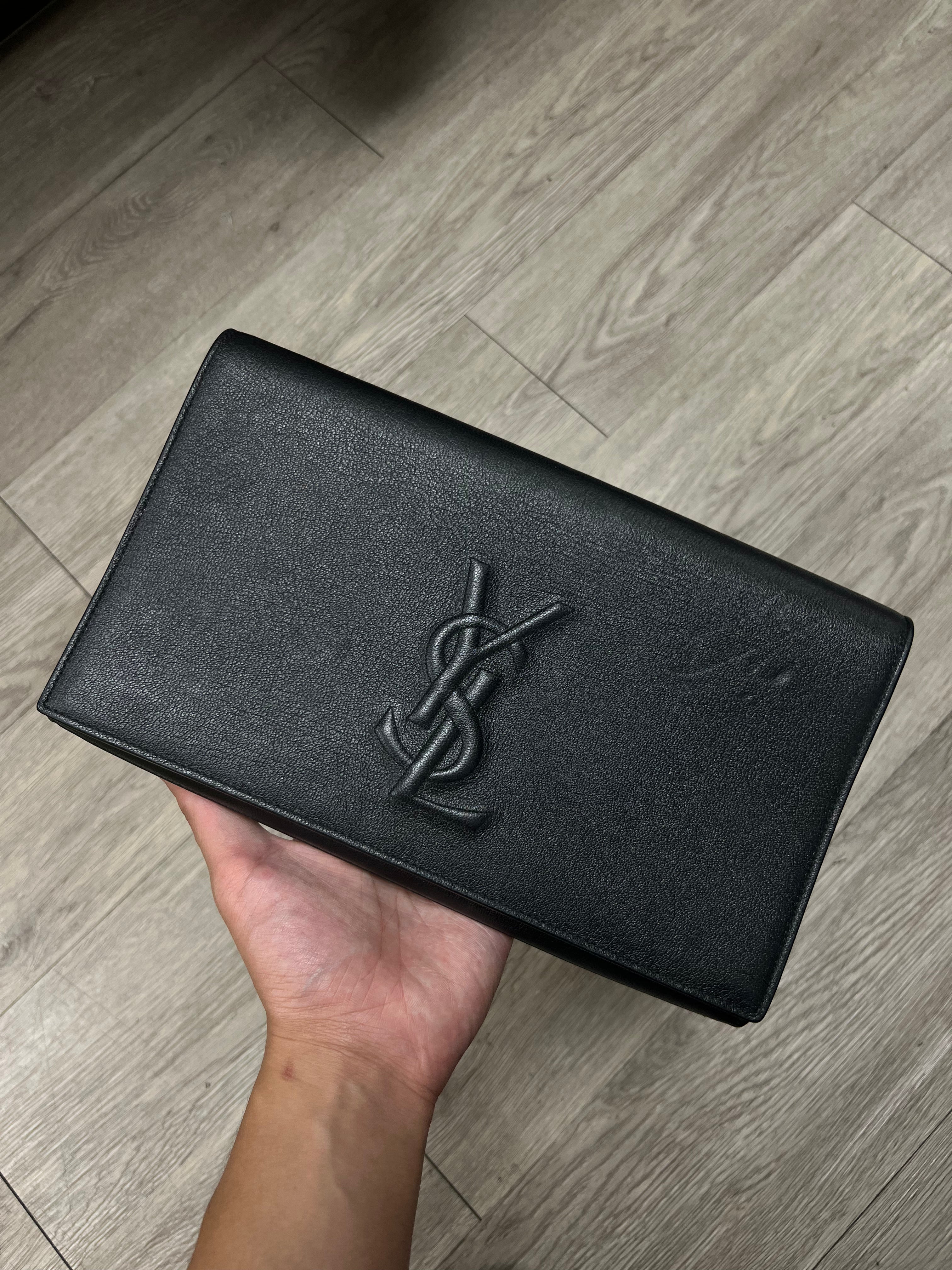 YSL Black Embossed Clutch Bag