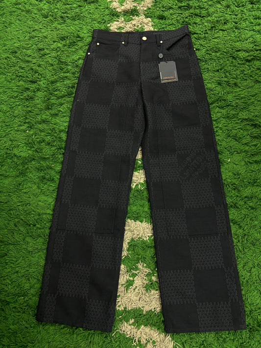 LV Damier Double Knee Pants Navy New 46 (Fits 30 Waist) With Tags