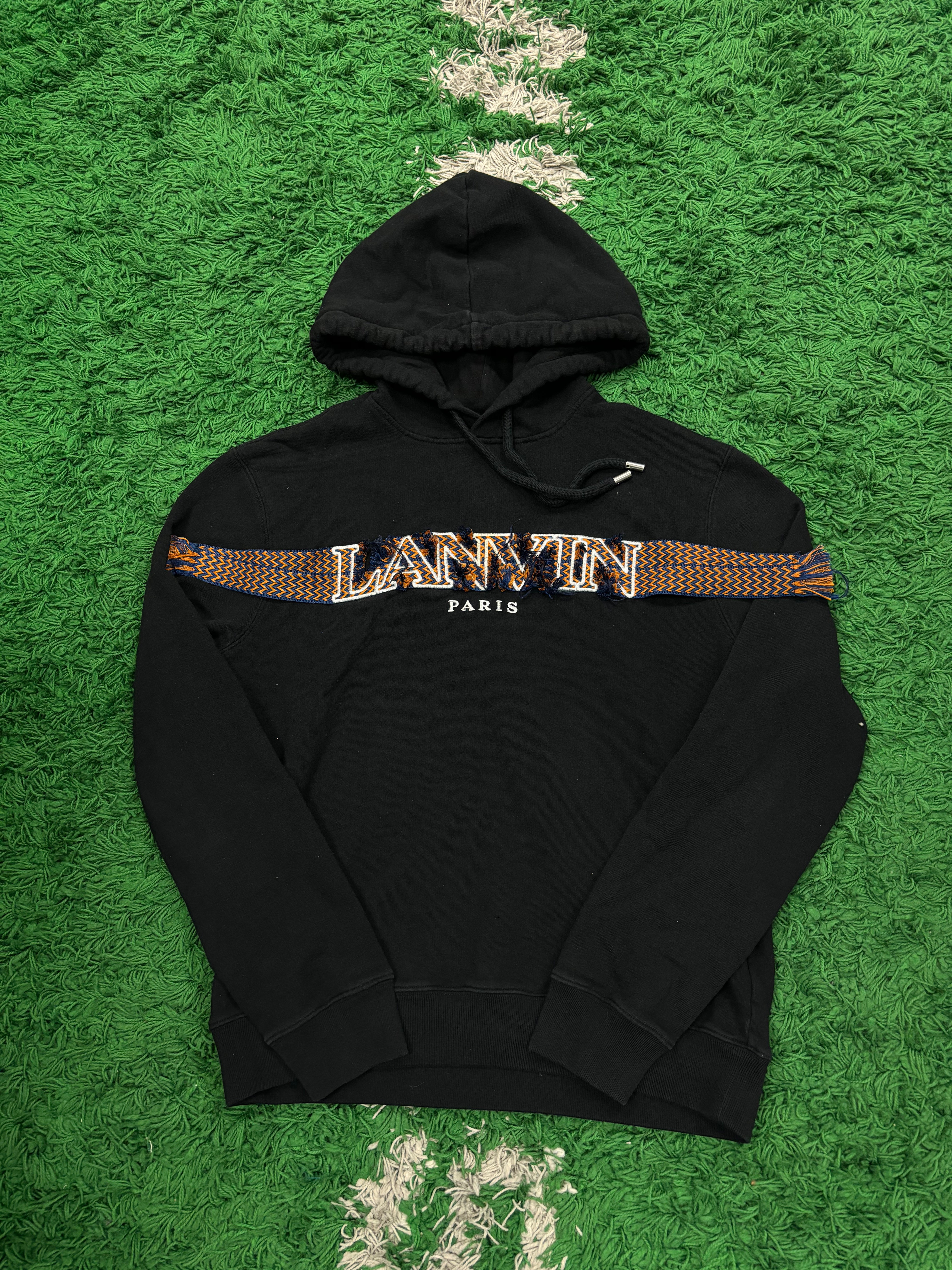 Lanvin Hoodie Blue Orange Chest Logo Used Large