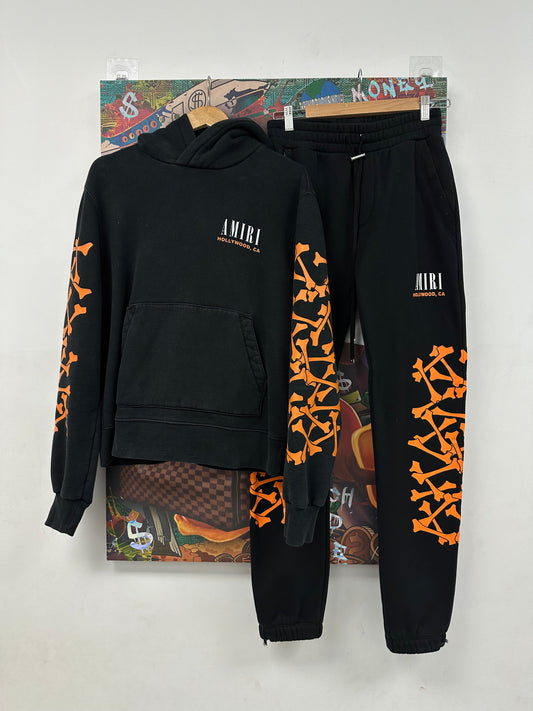 Amiri Bones Sweatsuit Black Orange Used XS (Fits Big) N/A