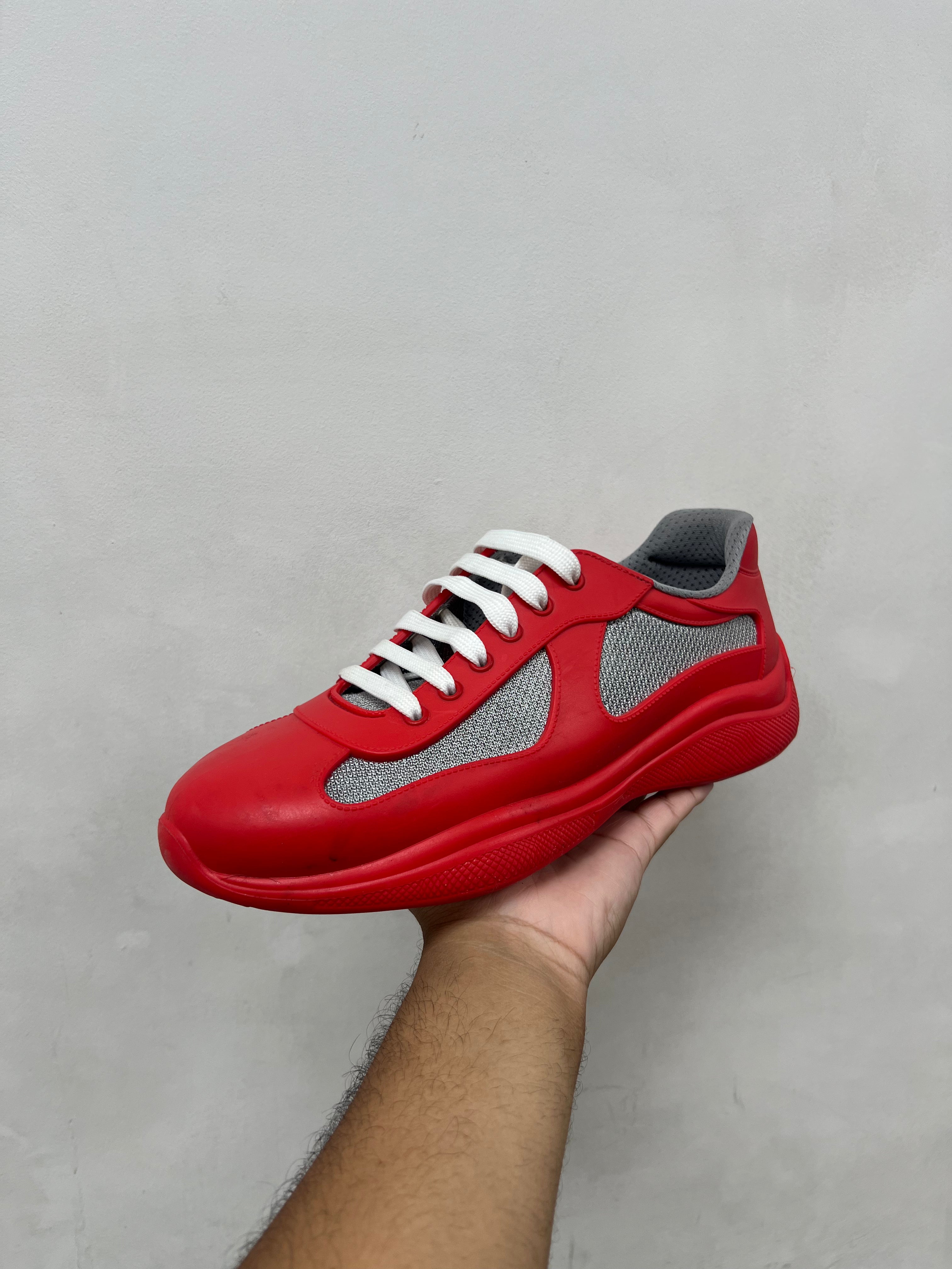 Prada Red Rubber Cups Sneakers