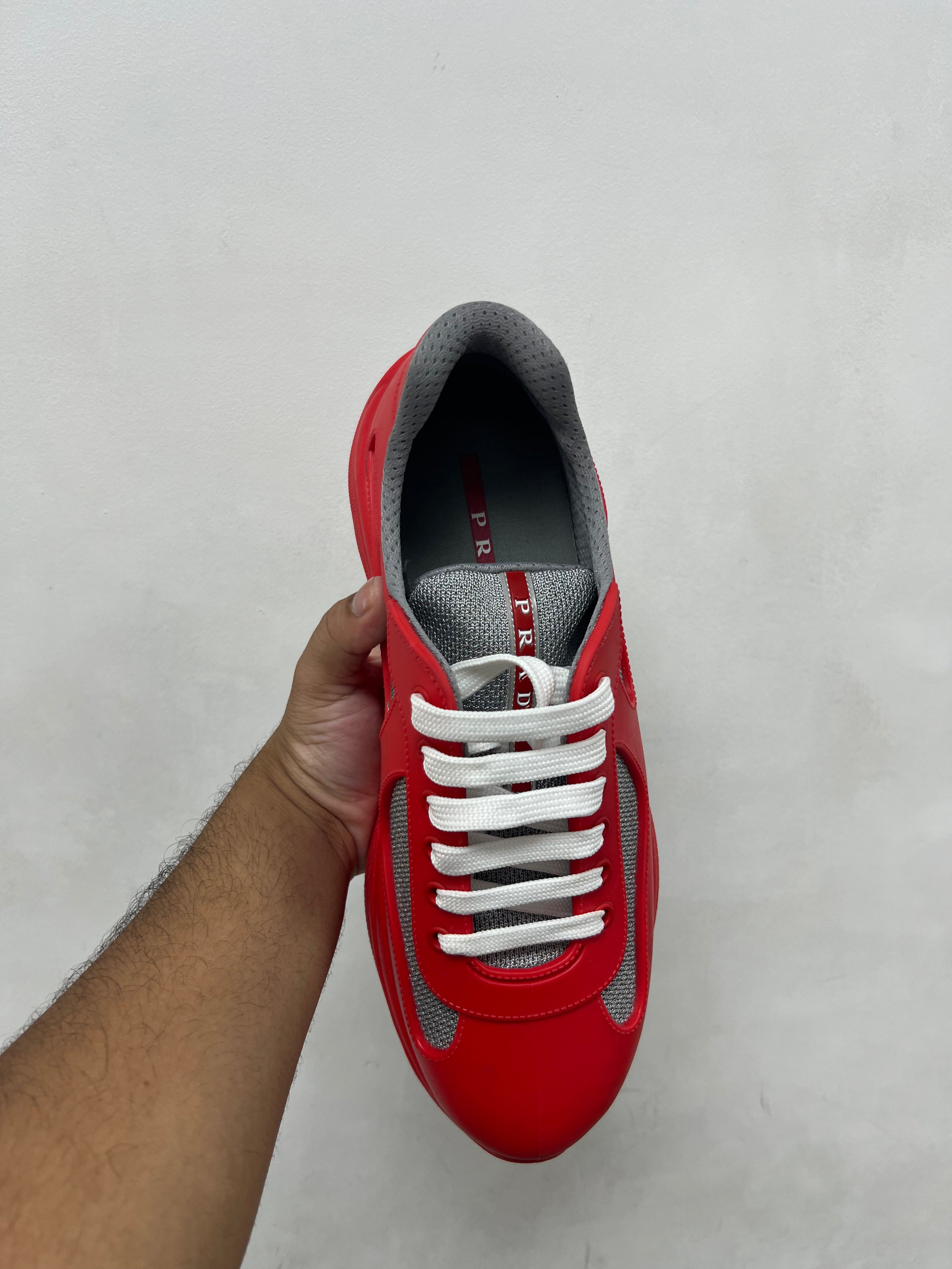 Prada Red Rubber Cups Sneakers