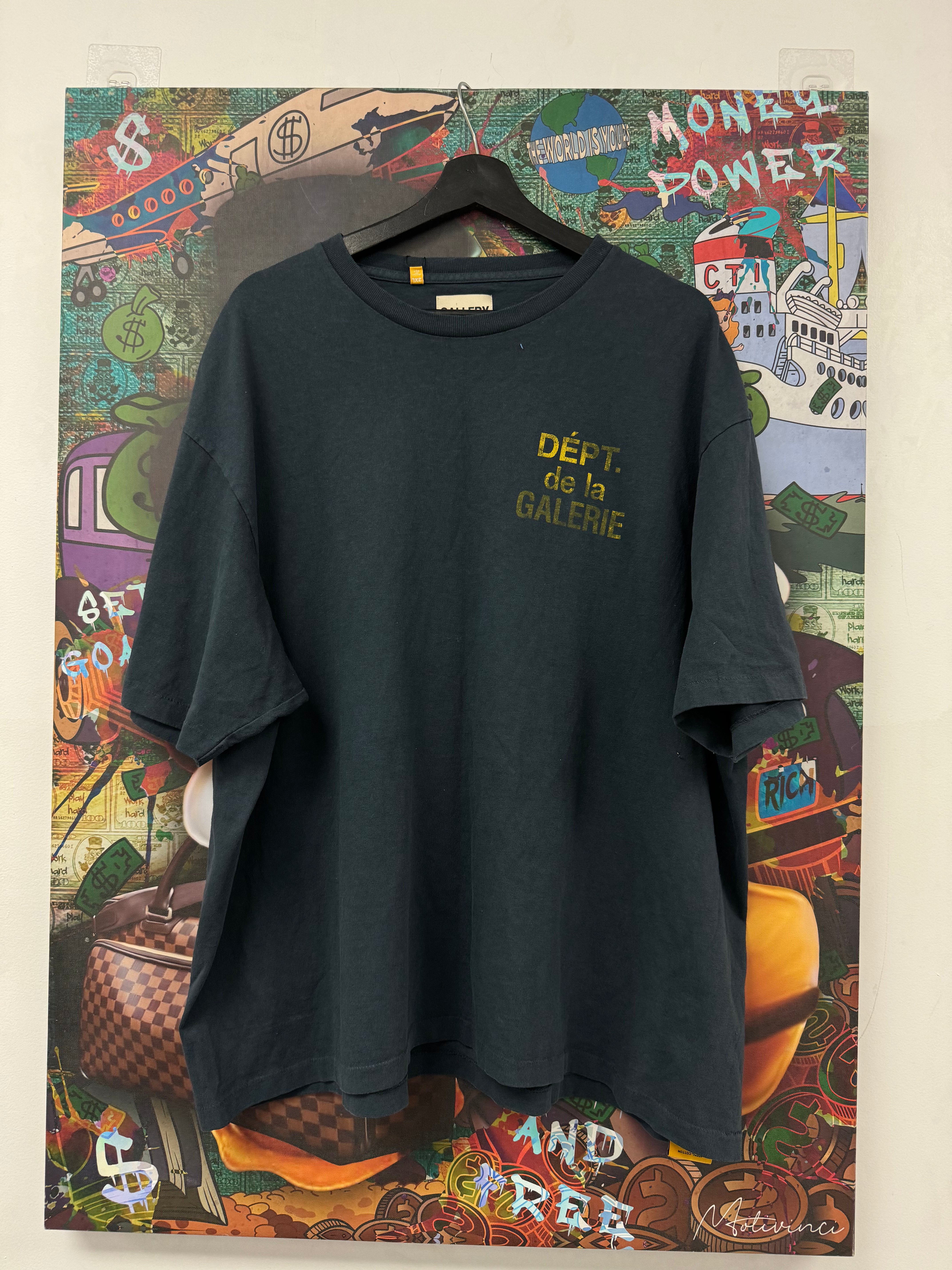 Gallery Dept French Logo Tee Navy Yellow Used XXL