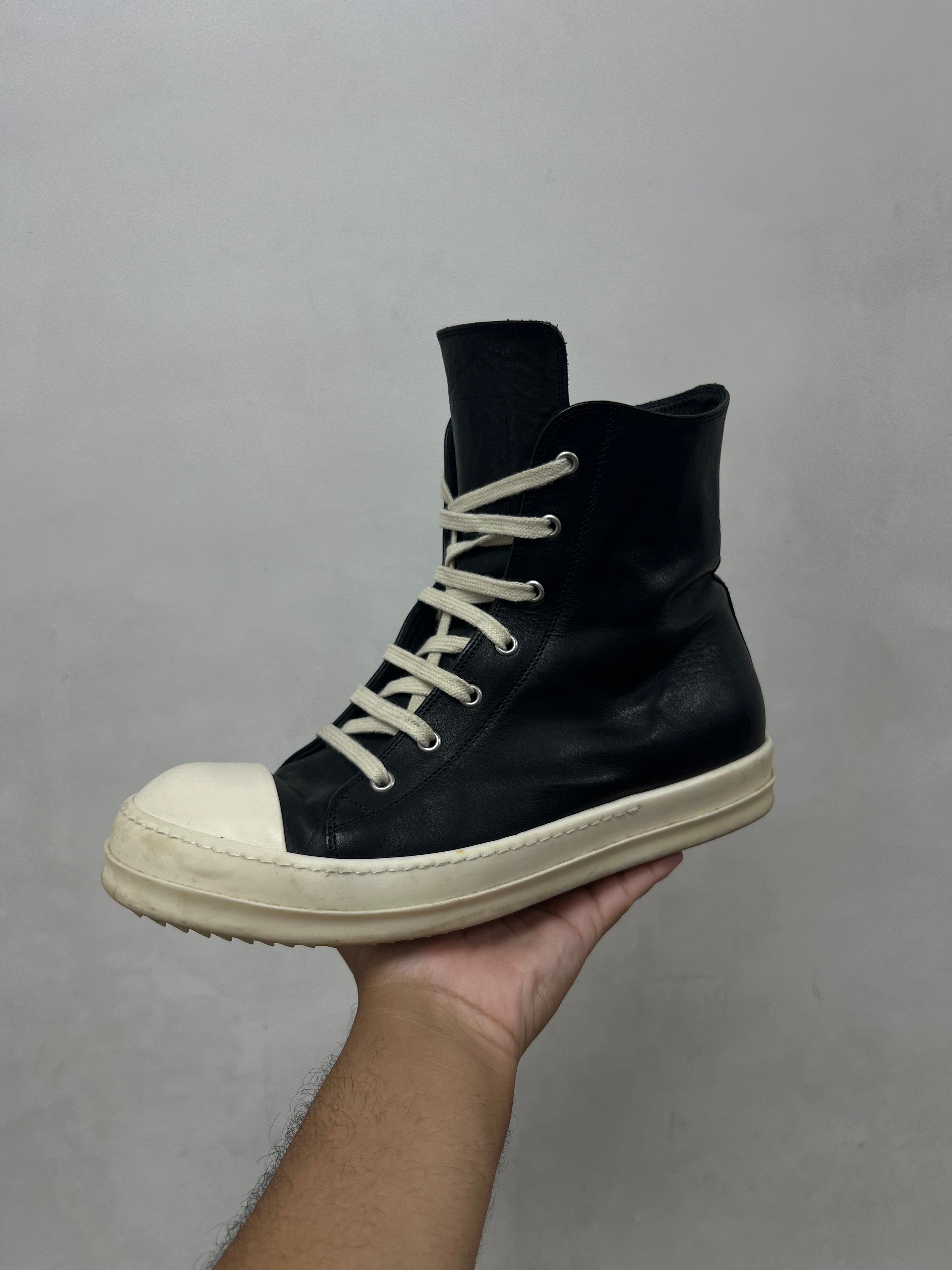 Rick Owens Black Milk Mainline Ramone High Sneakers