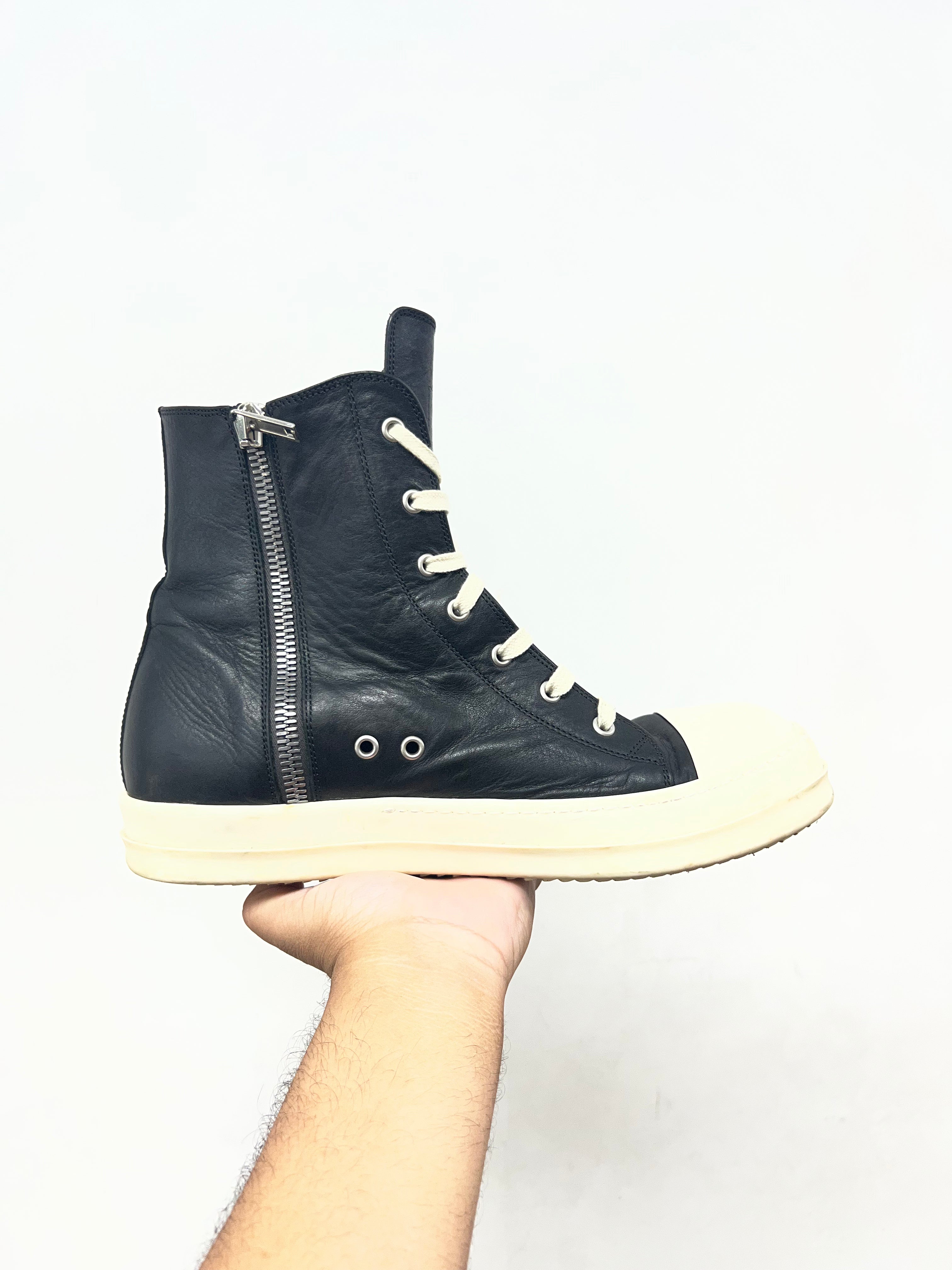 Rick Owens Black Milk Mainline Ramone High Sneakers