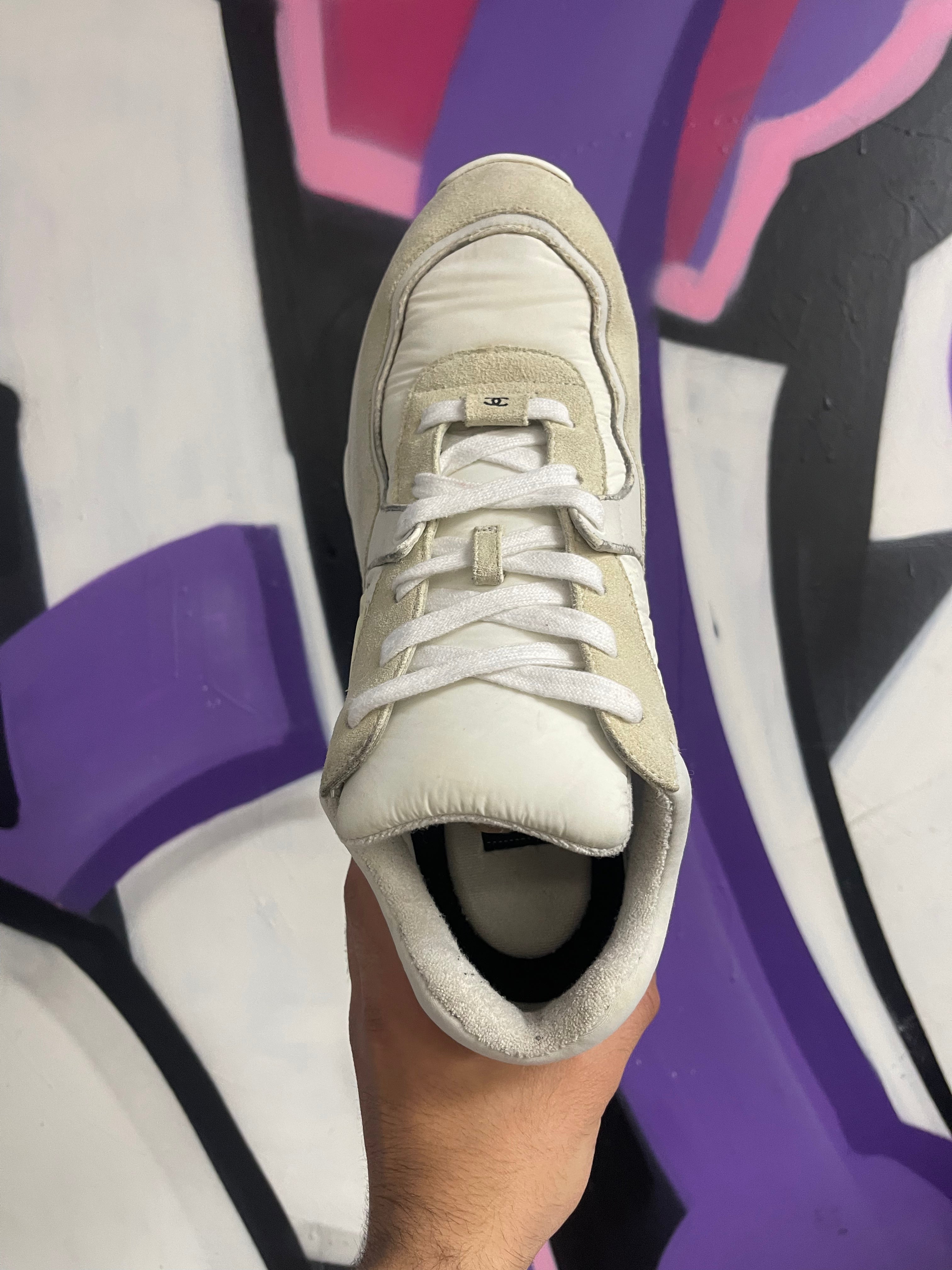 Chanel White CC Runner Sneakers