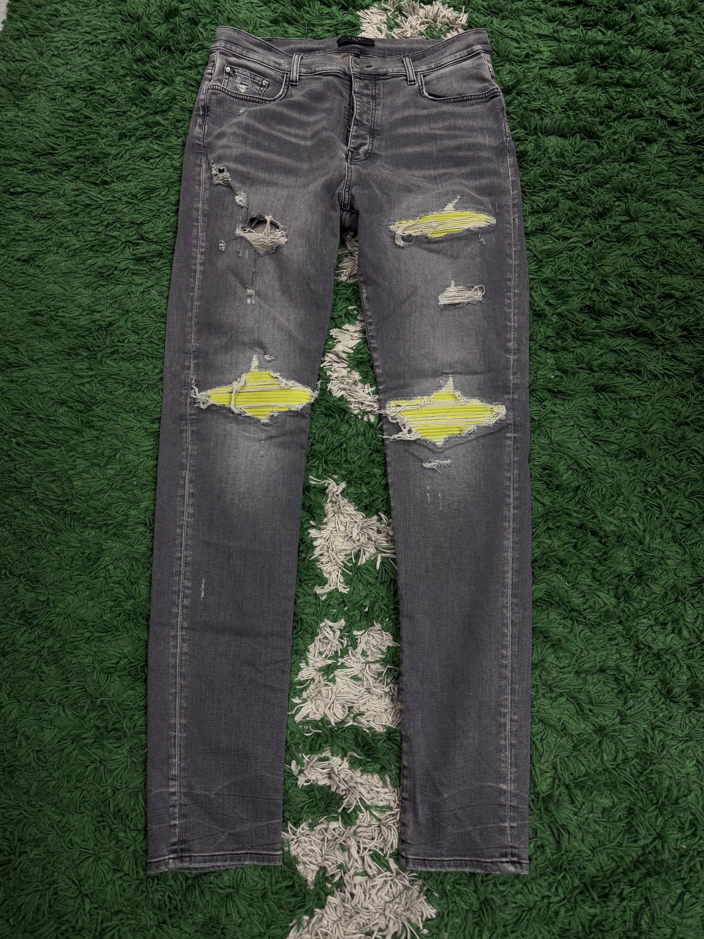 Amiri MX1 Grey Ultra Suede Lime Jeans Used 36 N/A