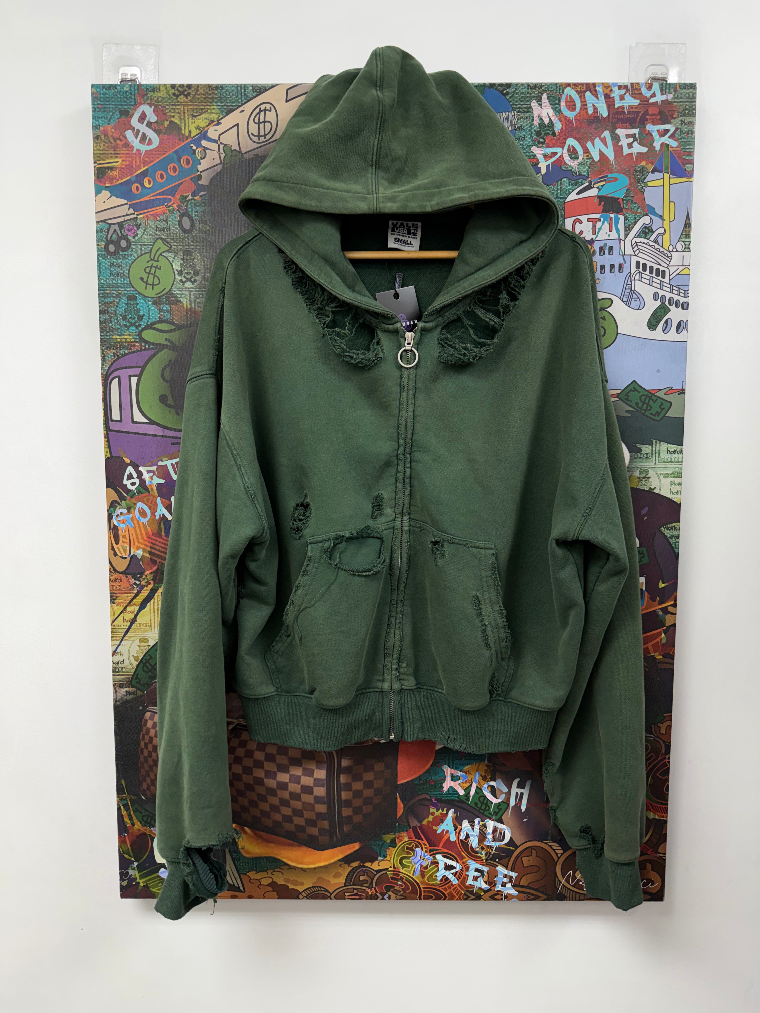Vale Green Destroyer Zip Up Hoodie