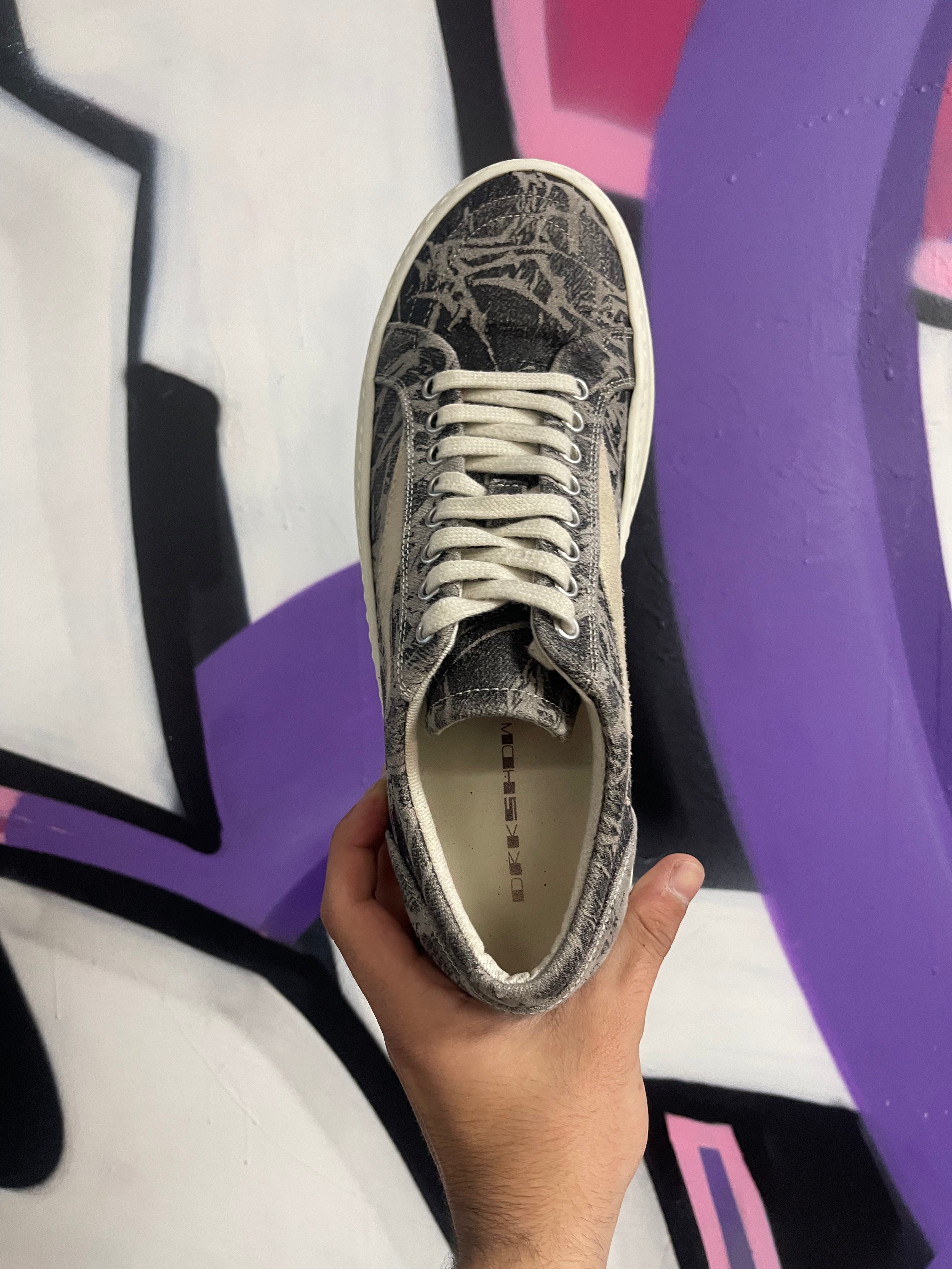 Rick Owens Black Foil Vintage Low Sneakers