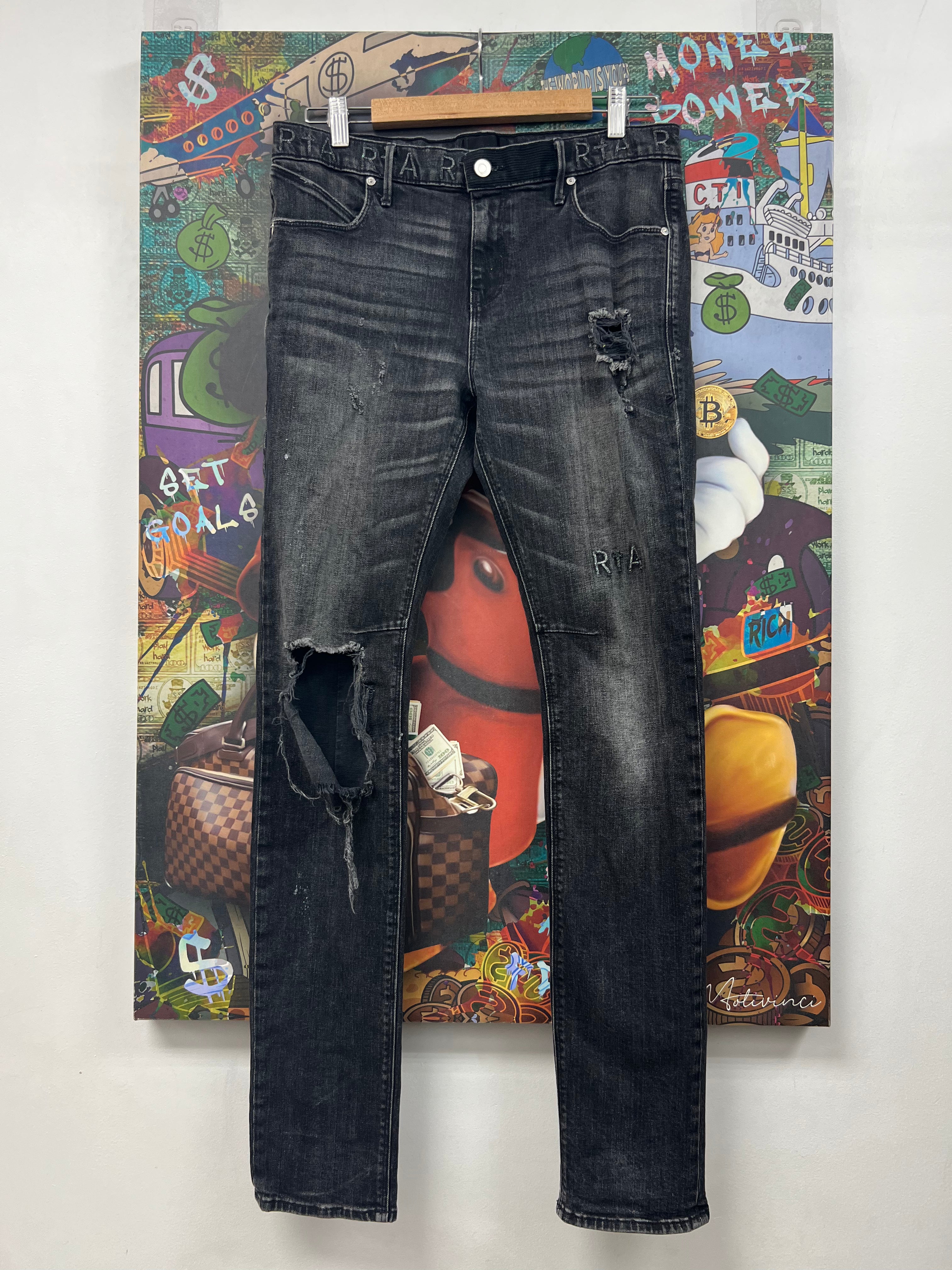 RTA Grey Wash Ripped Jeans