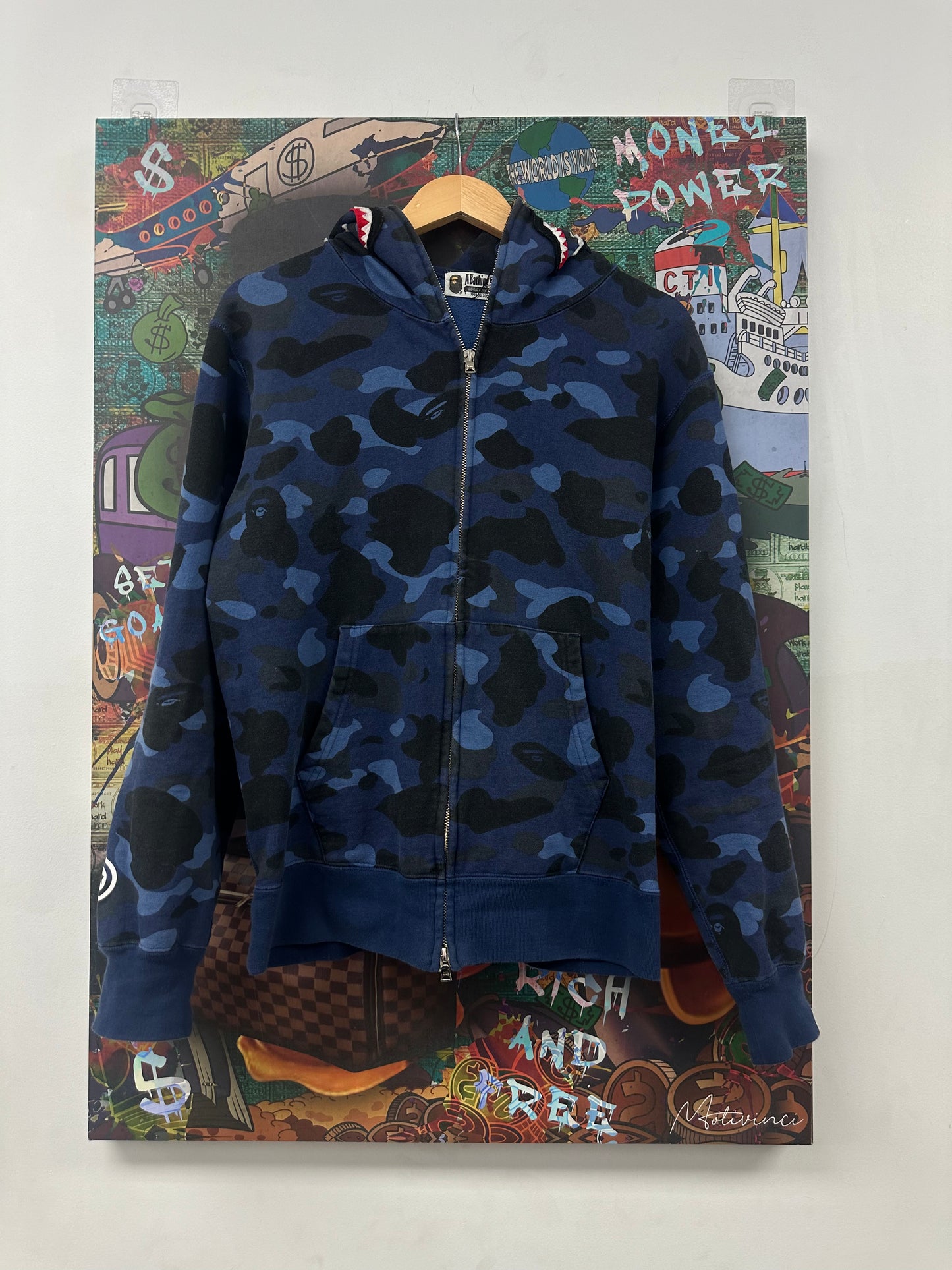 BAPE Zip Up Shark Blue Camo Used Large N/A