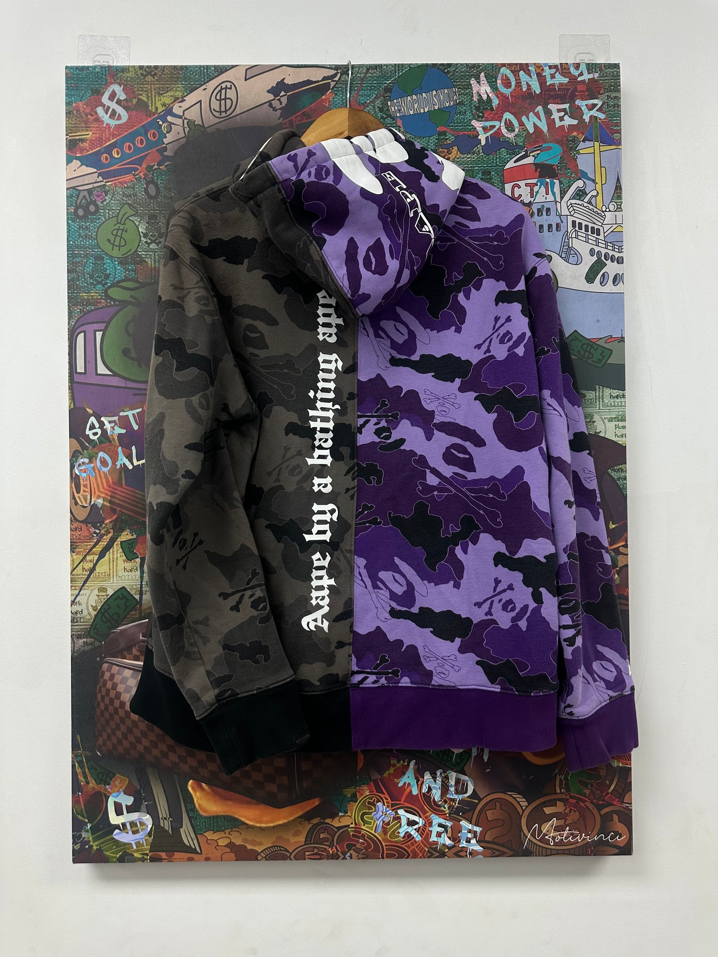 AAPE Zip Up Black Purple Camo Used XXL N/A