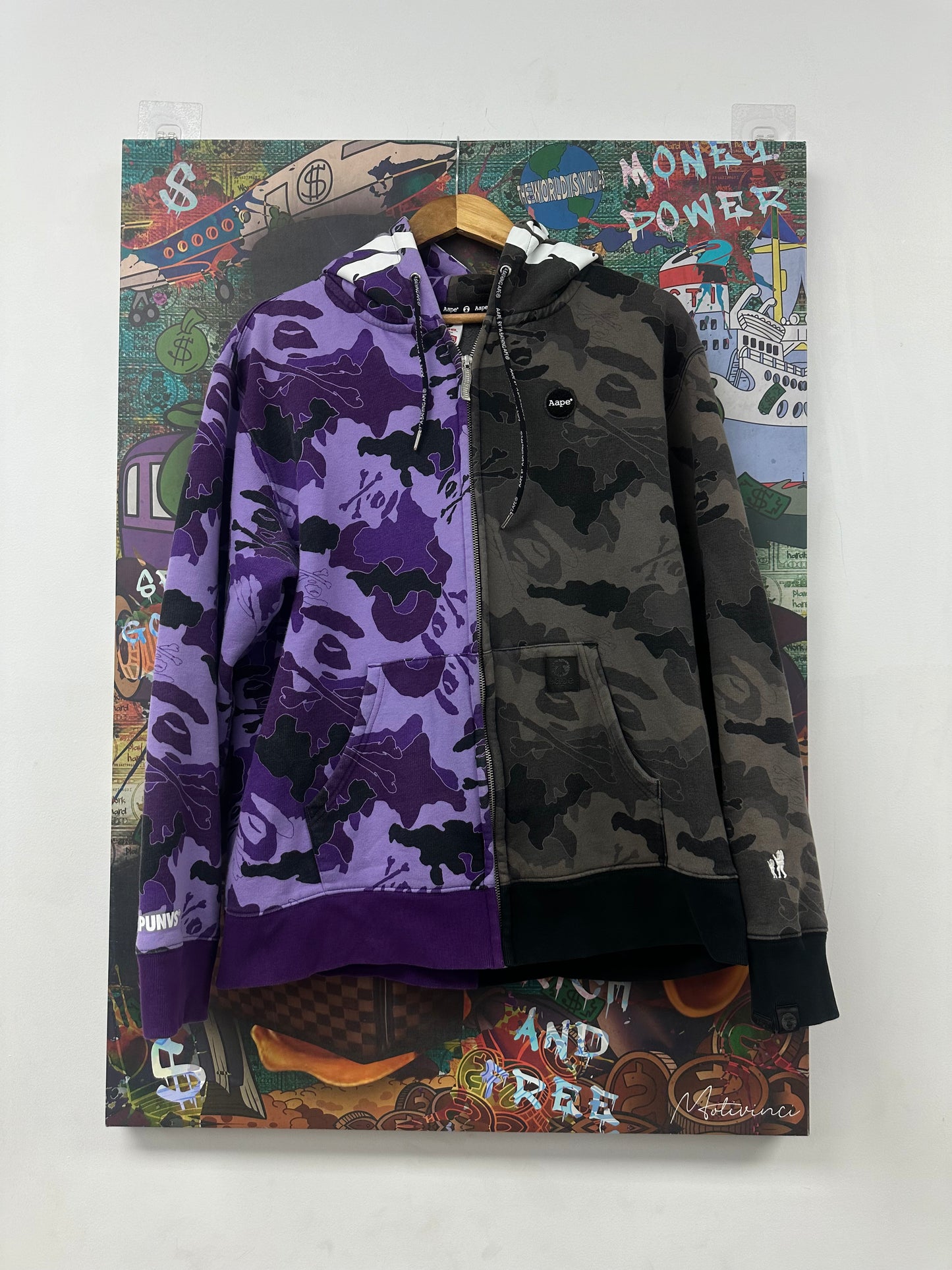 AAPE Zip Up Black Purple Camo Used XXL N/A