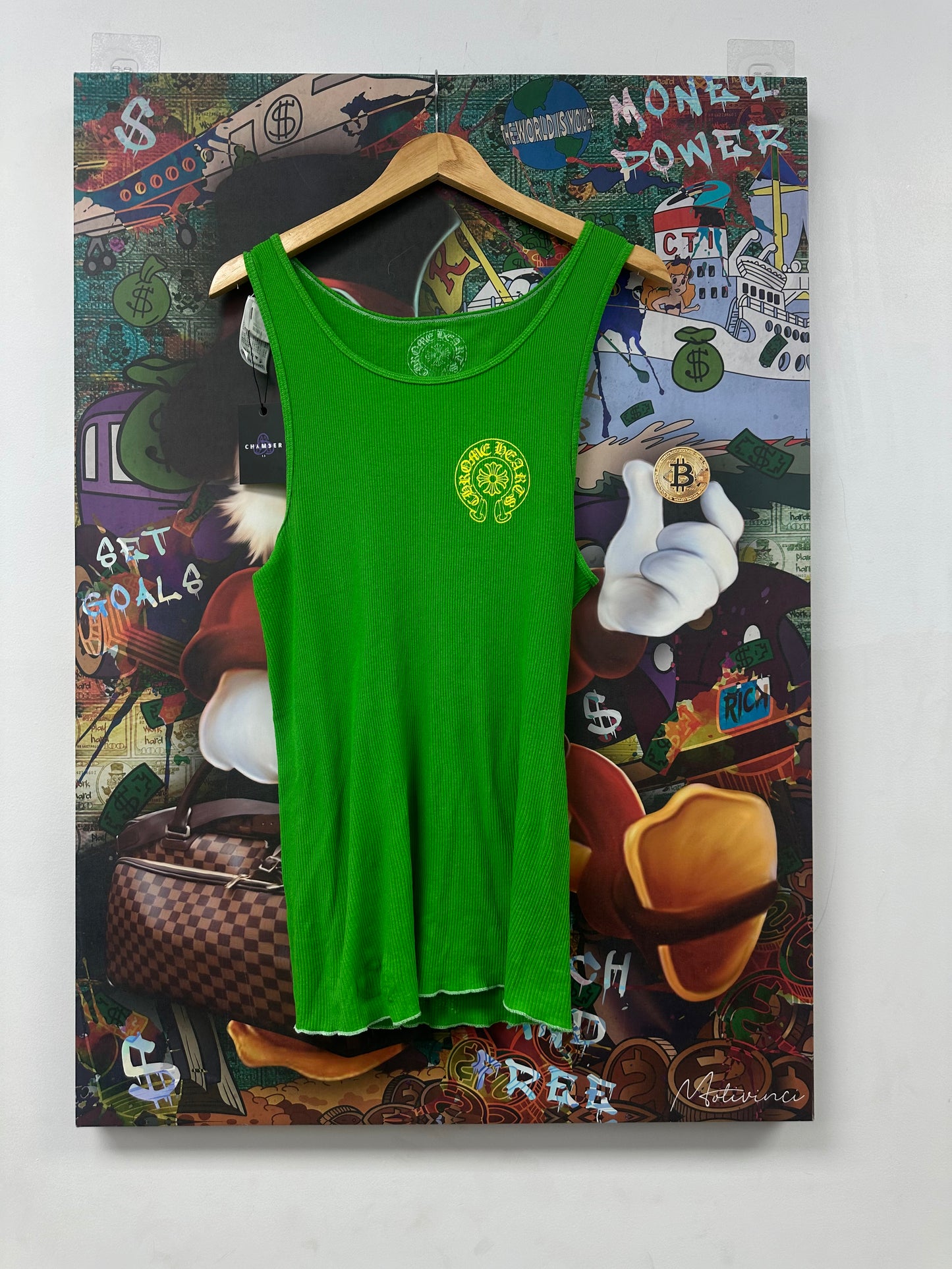 Chrome Hearts Tank Top Dress Green Yellow New Large N/A