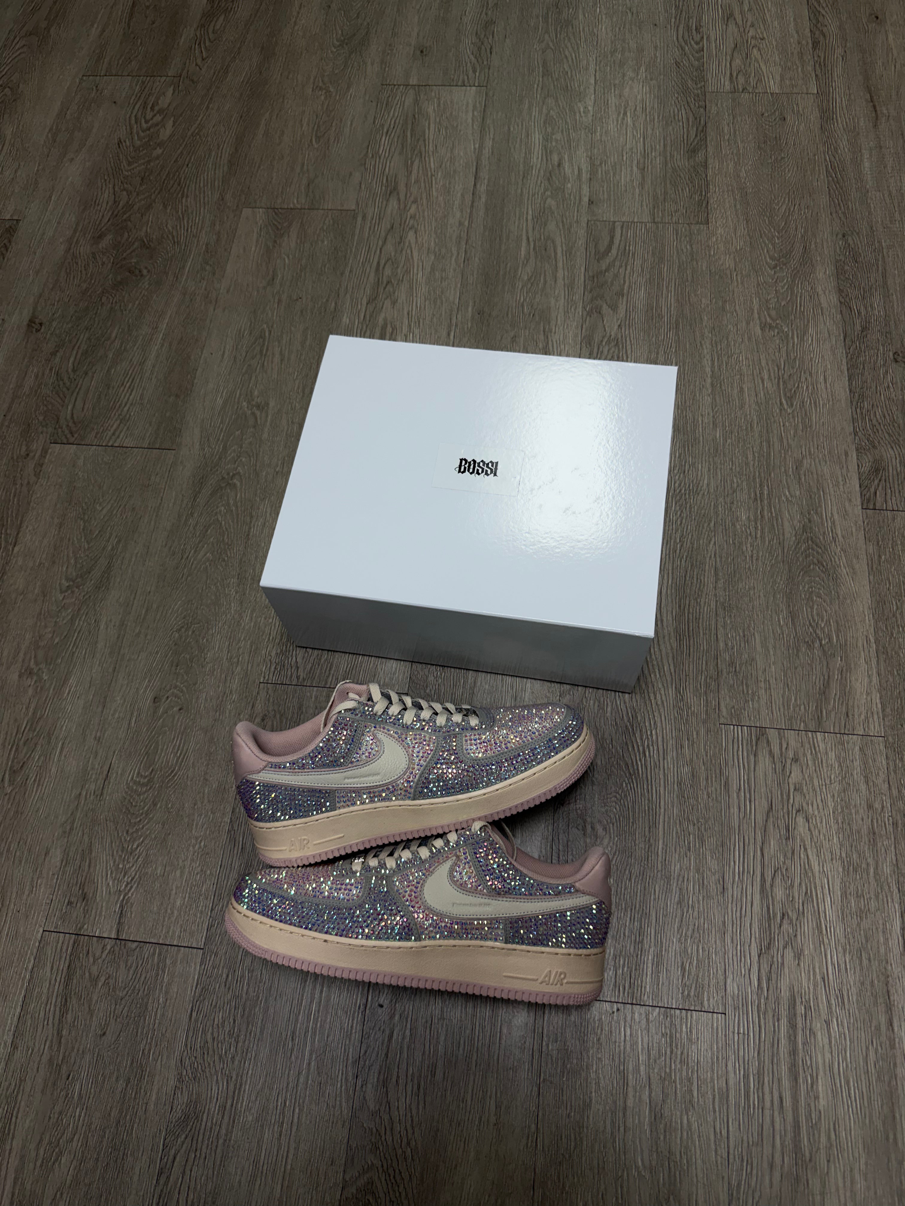 Bossi Pink Rhinestone Aur Force Sneakers