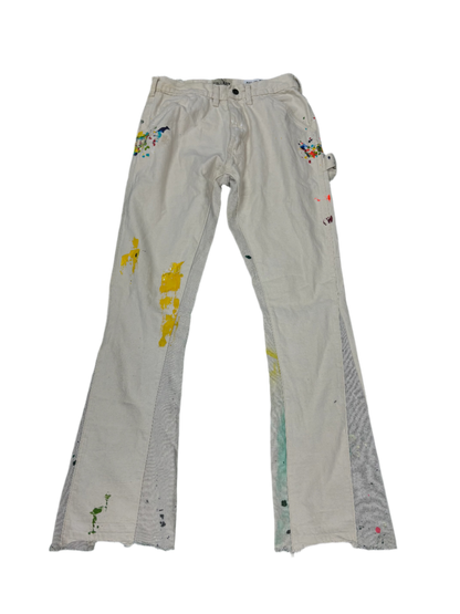 Gallery Dept Paint Splatter Beige Flared Jeans