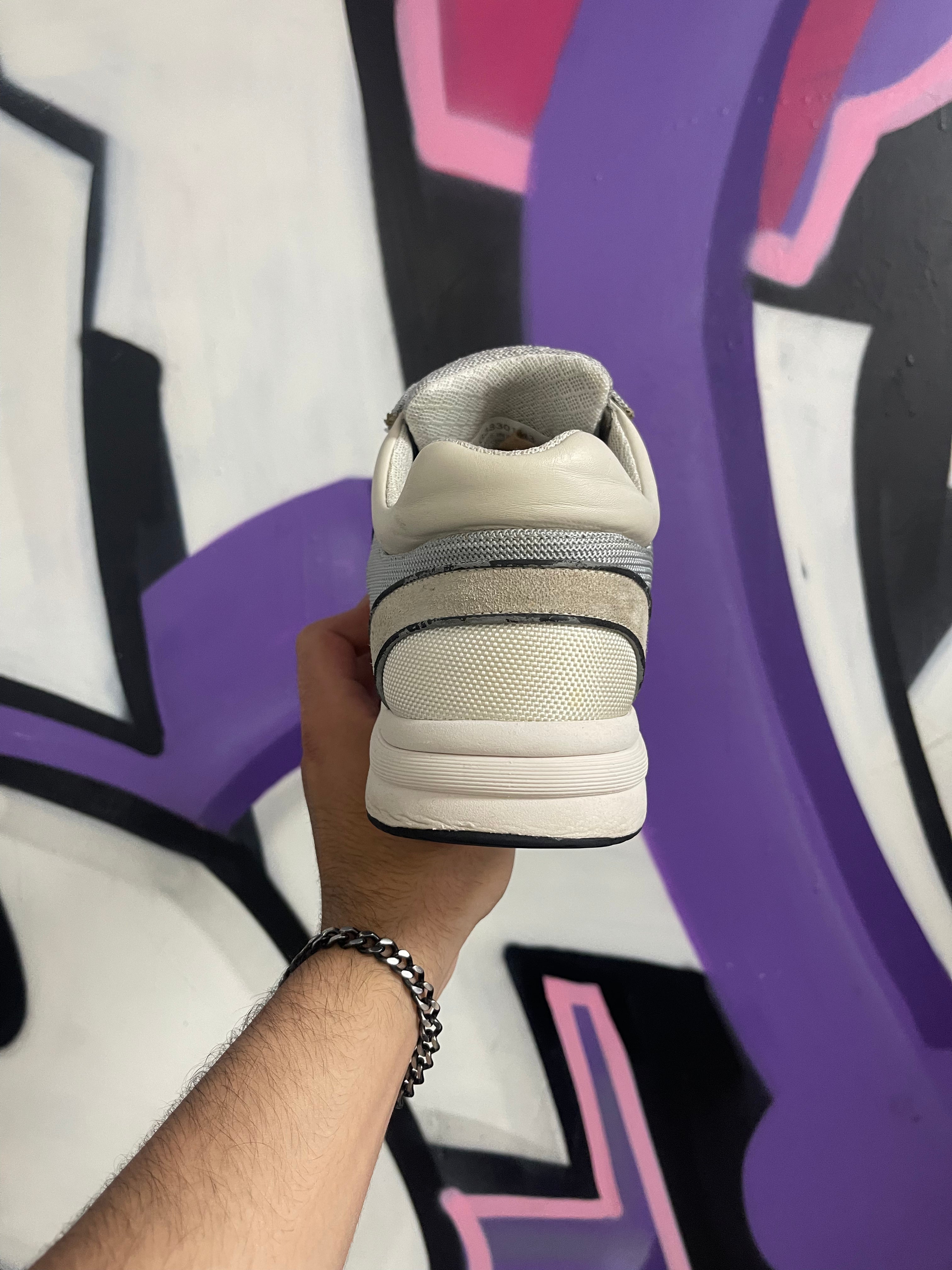 Chanel Grey Black CC Logo Runner Sneakers