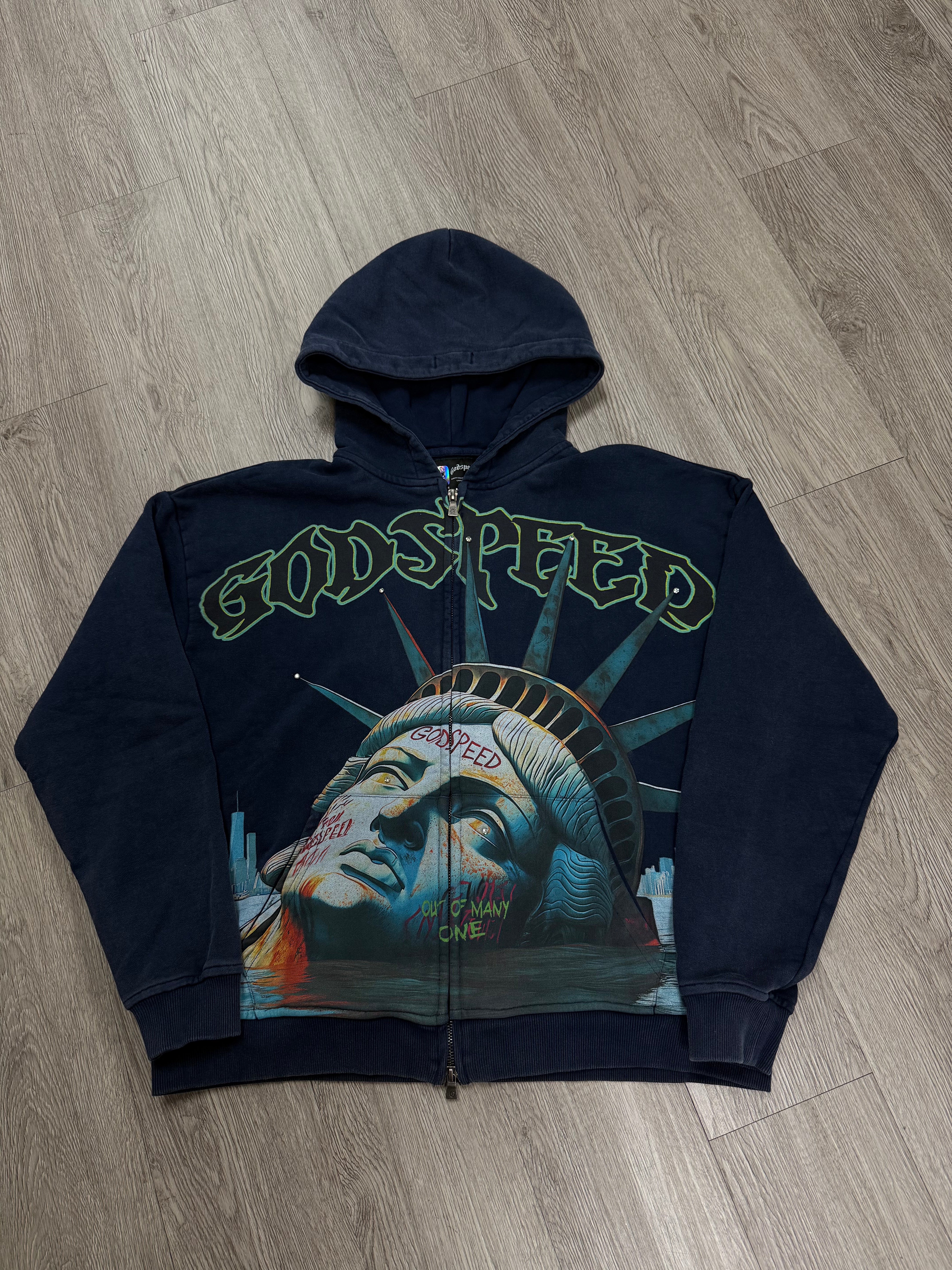 Godspeed "Sunken Liberty" Navy Wash Hoodie