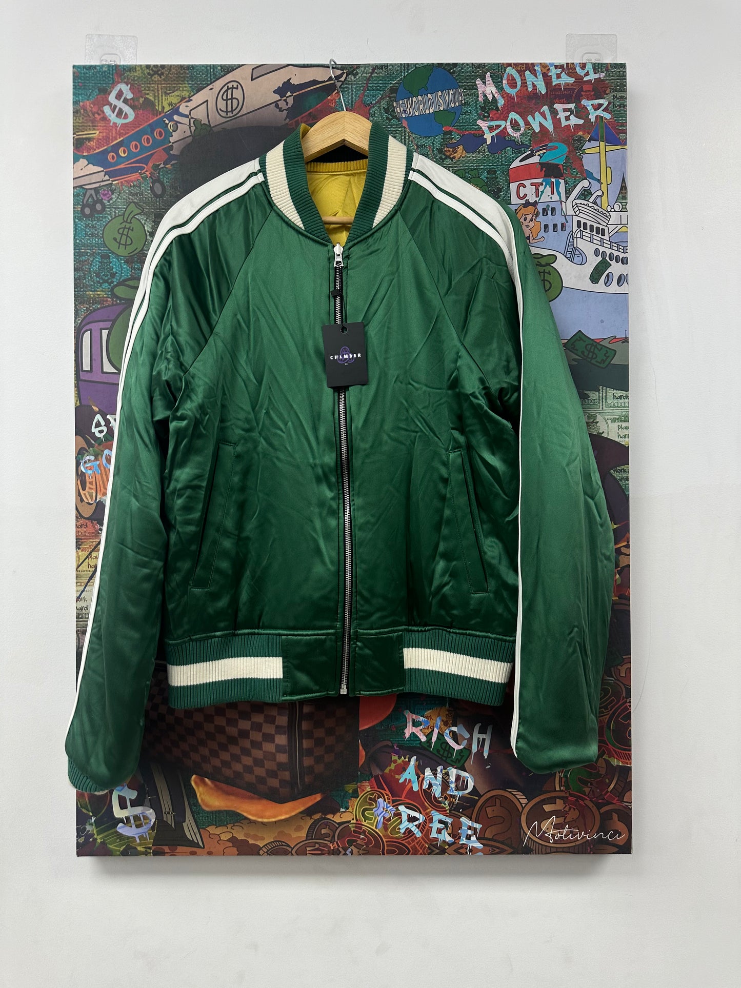 Amiri Reversible Varsity Jacket Yellow Green Used Large N/A