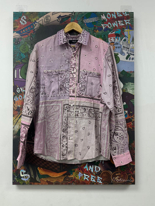 Amiri Paisley Button Up Pink Purple Used Medium N/A