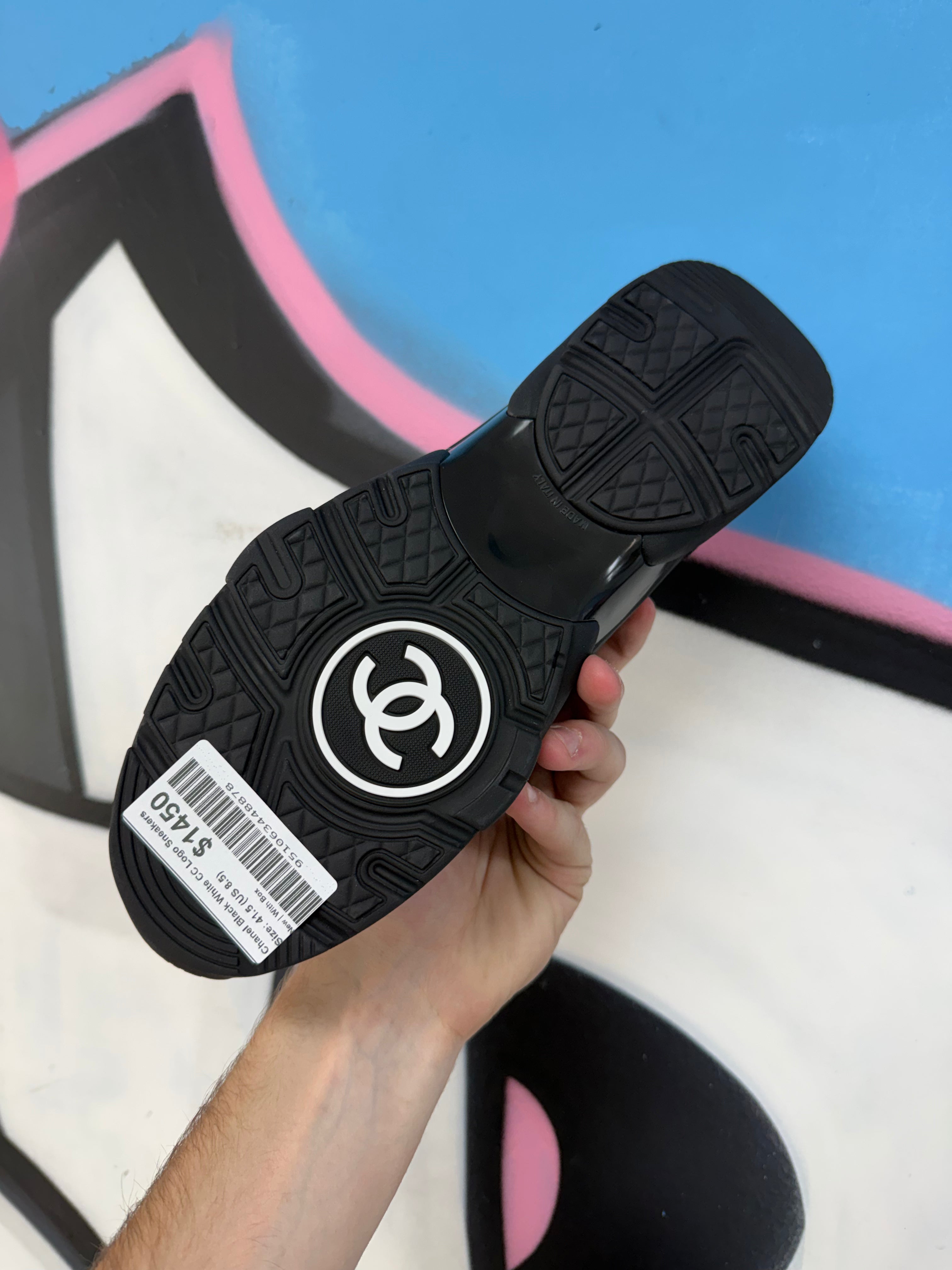 Chanel Black White CC Logo Sneakers