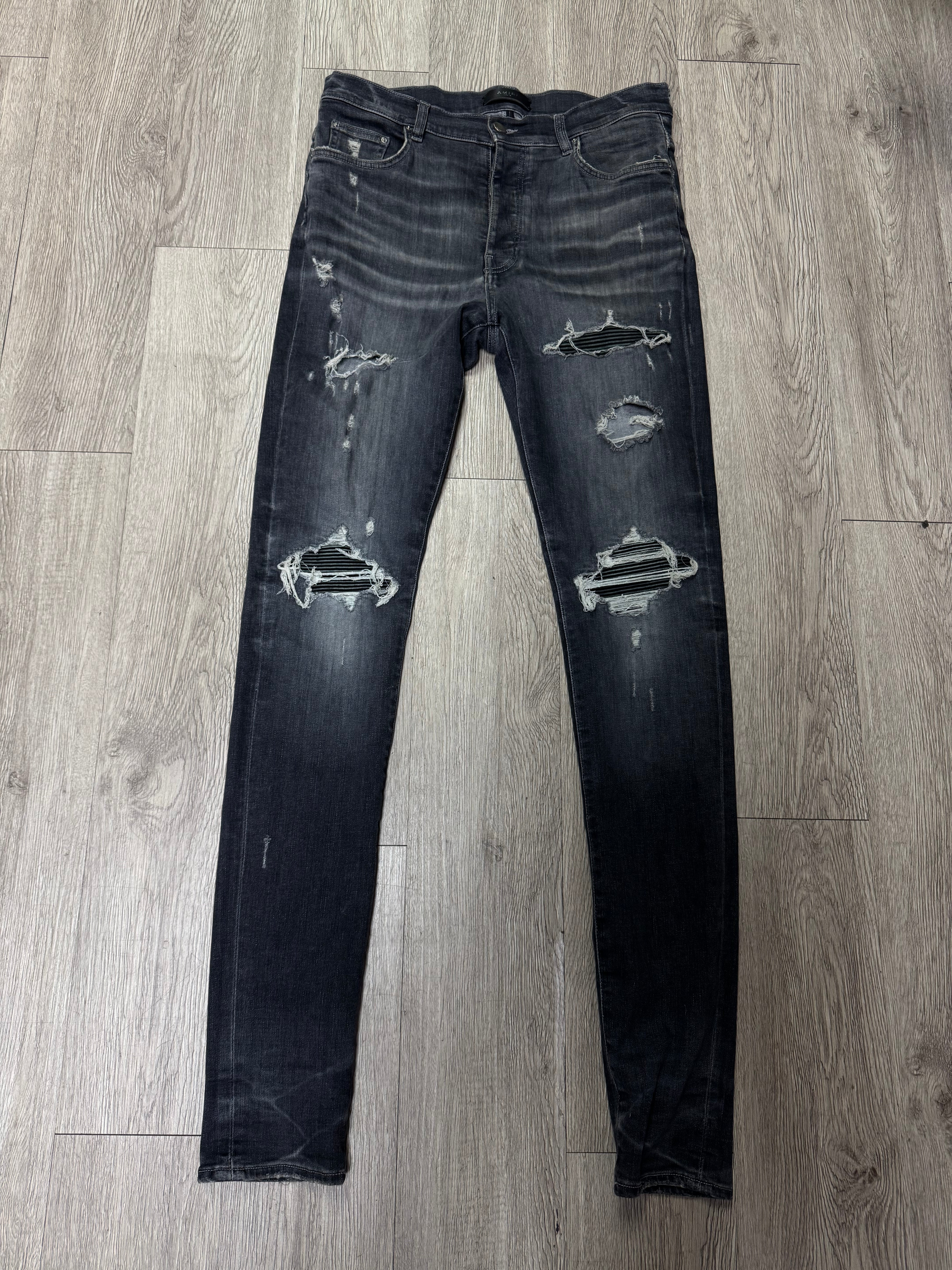 Amiri MX1 Grey Black Patch Jeans
