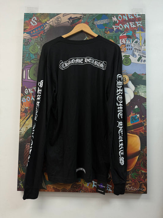 Chrome Hearts Black Scroll Logo Longsleeve Tee