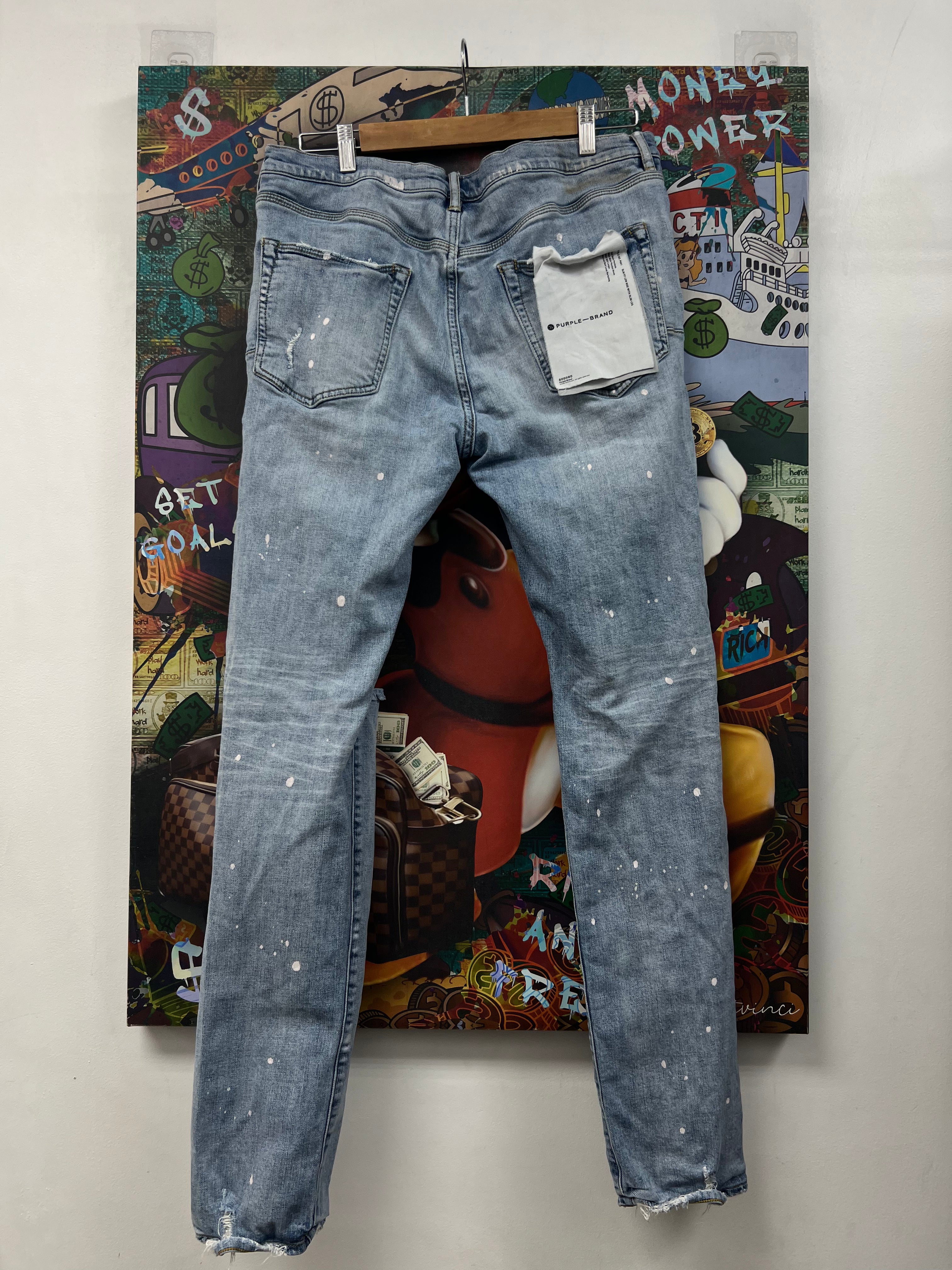 Purple Brand Light Wash Ripped Jeans