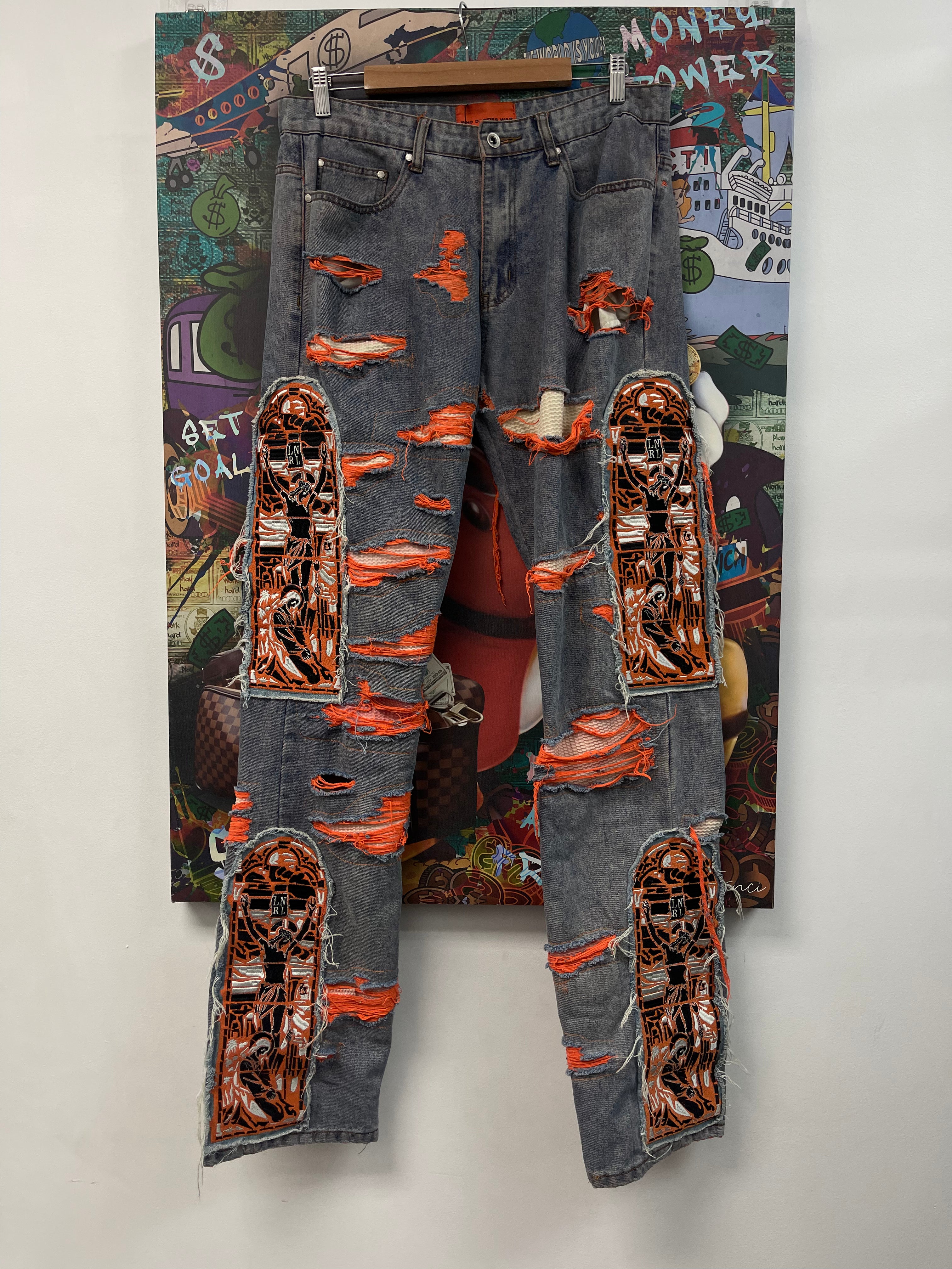 Who Decides War Vintage Wash Orange Patch Jeans