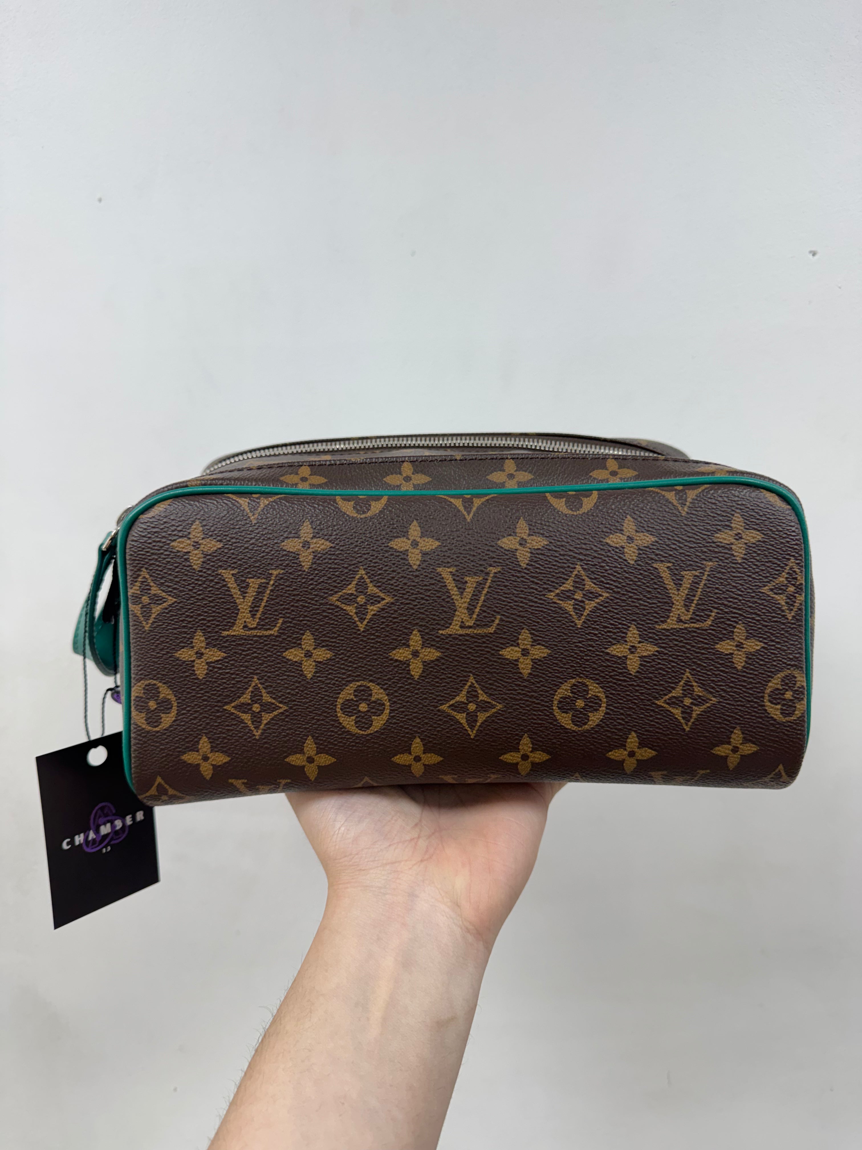 Louis Vuitton Brown Green Monogram Dopp Kit Bag