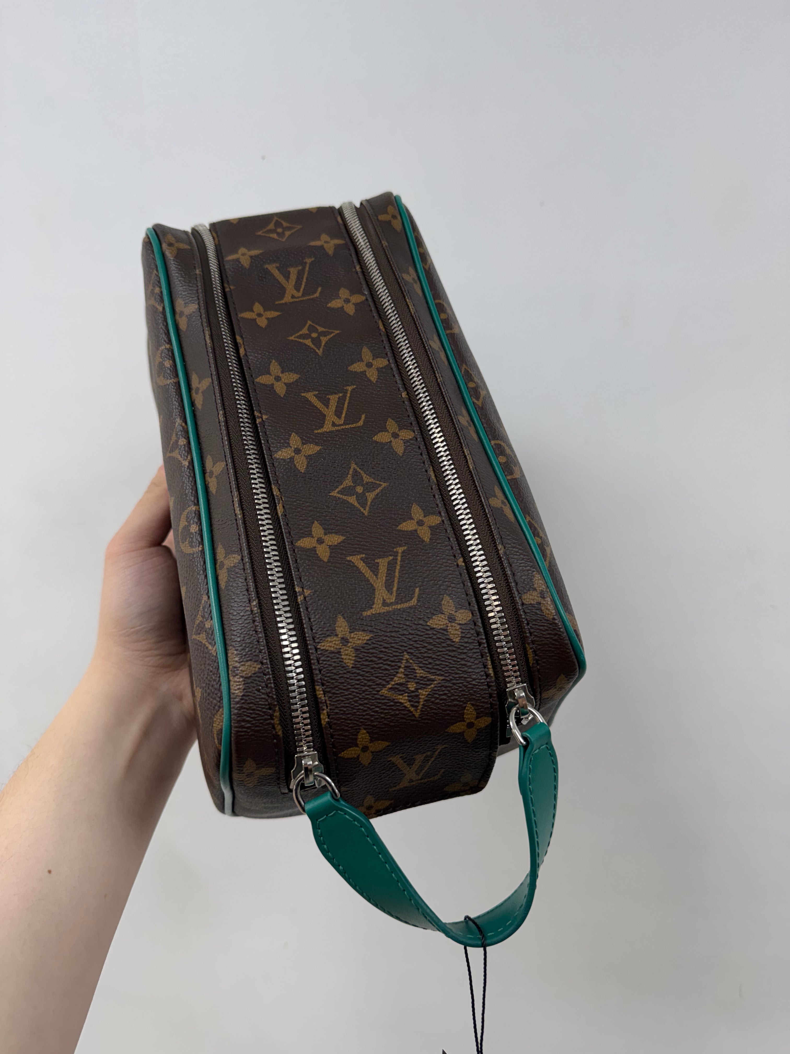 Louis Vuitton Brown Green Monogram Dopp Kit Bag